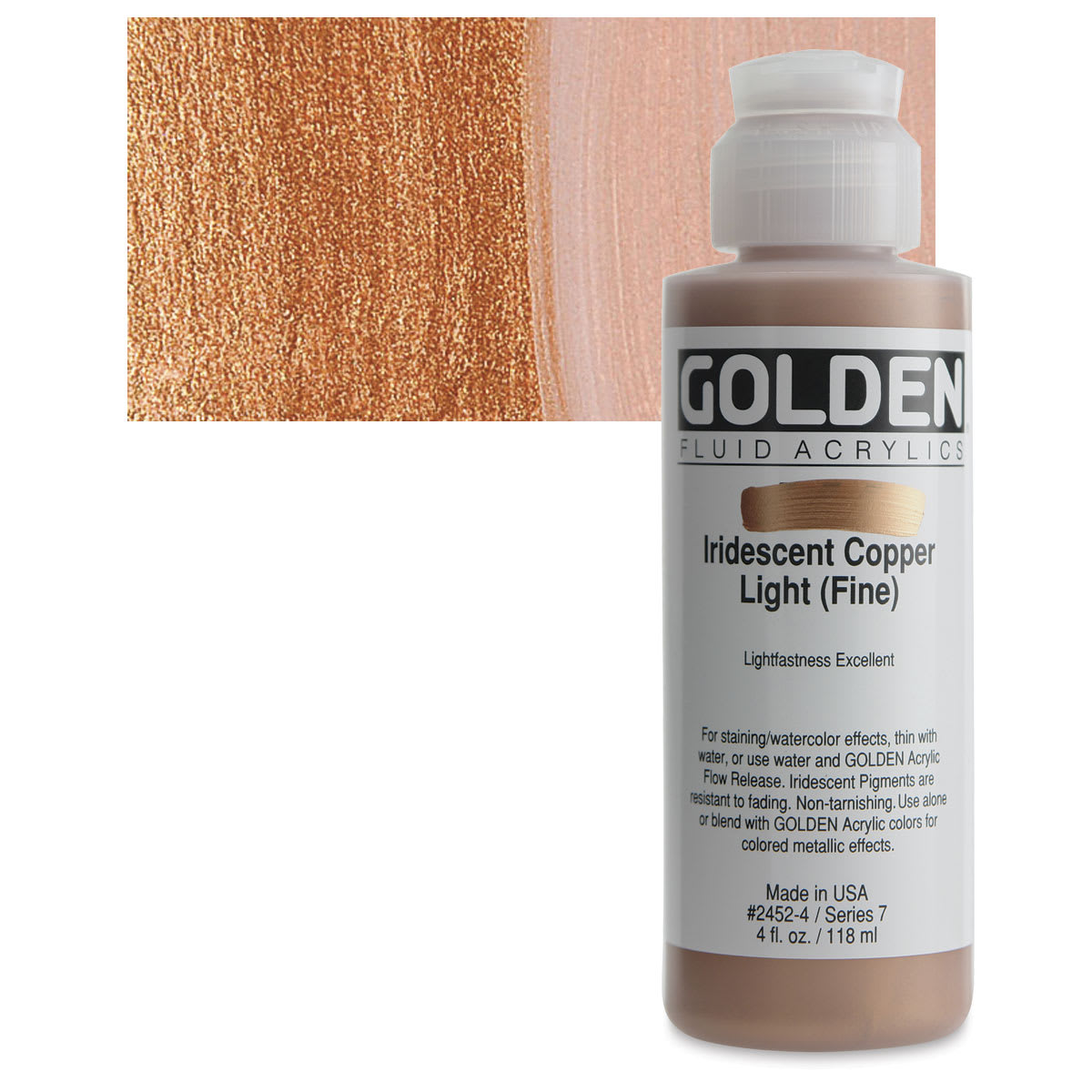 Golden Fluid Acrylics - Iridescent Copper Light (Fine), 4 oz bottle
