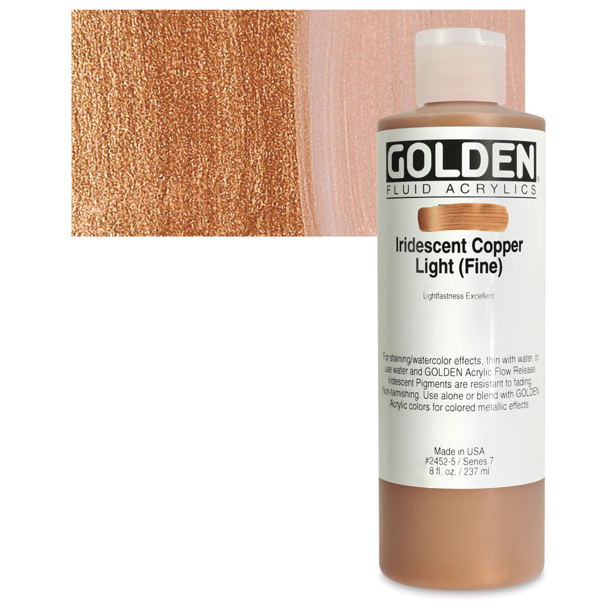 Golden Fluid Acrylics - Iridescent Copper Light (Fine), 8 oz bottle