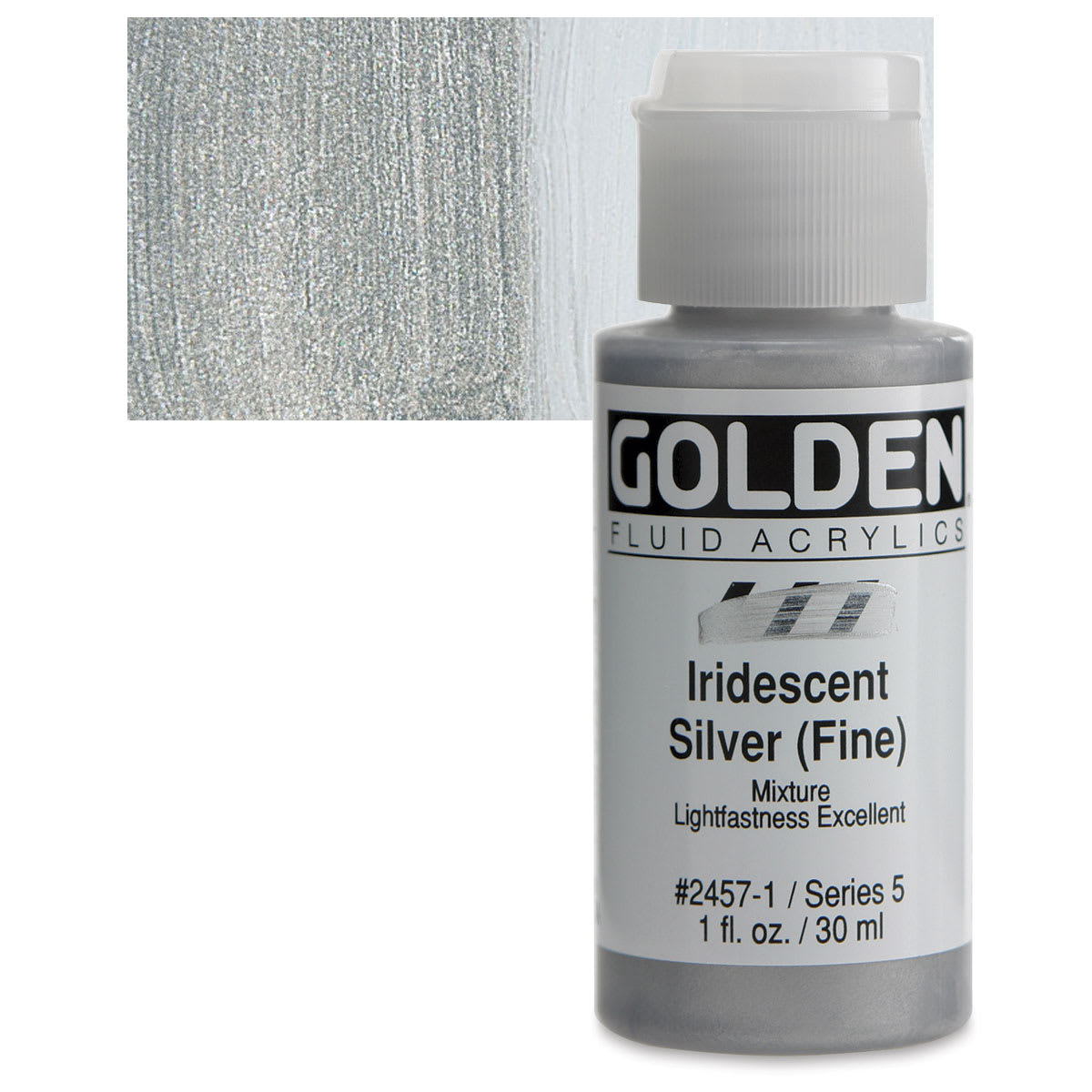 Golden® Iridescent Fluid Acrylics, 1 oz Paint in Iridescent Silver (Fine)