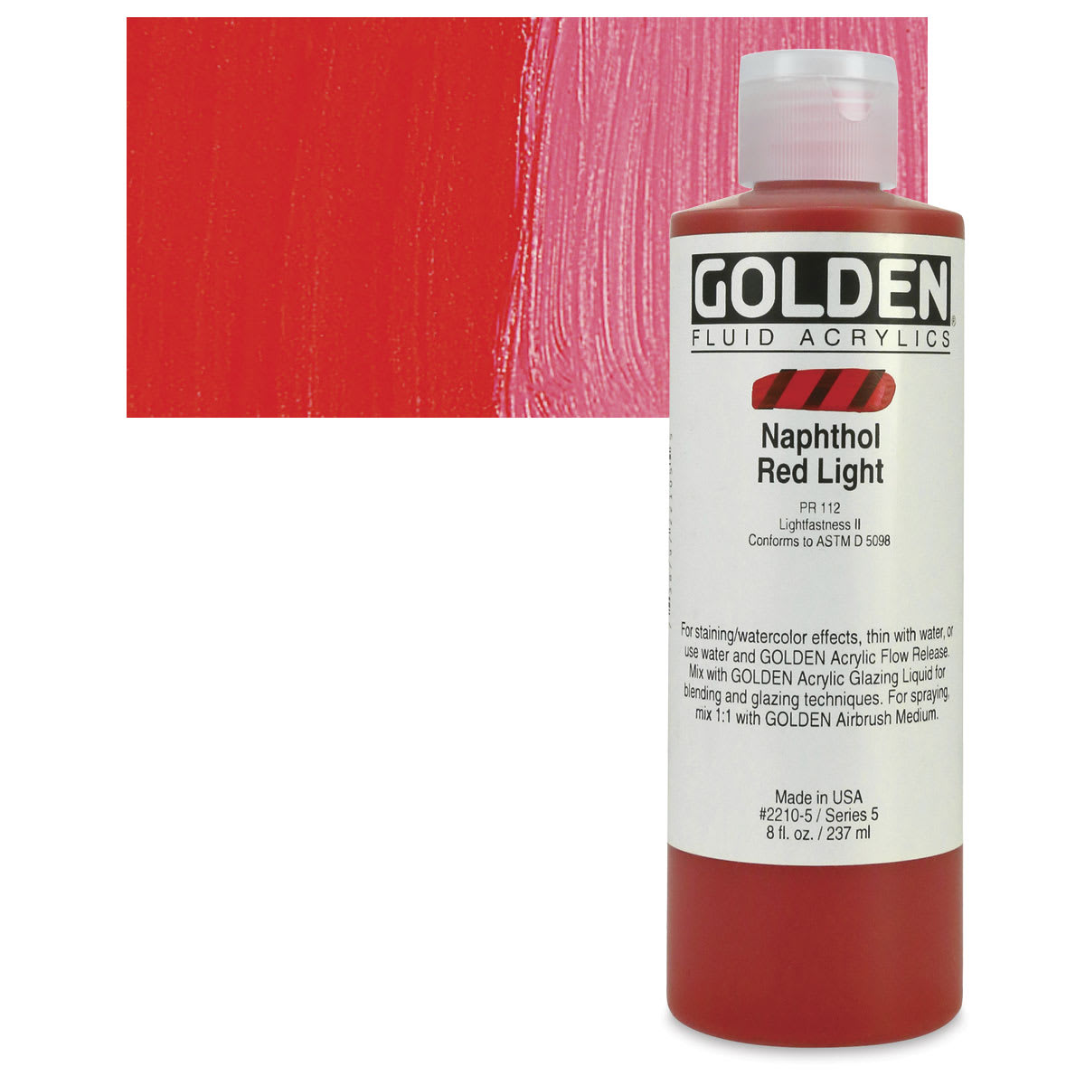 Golden Fluid Acrylics - Naphthol Red Light, 8 oz bottle