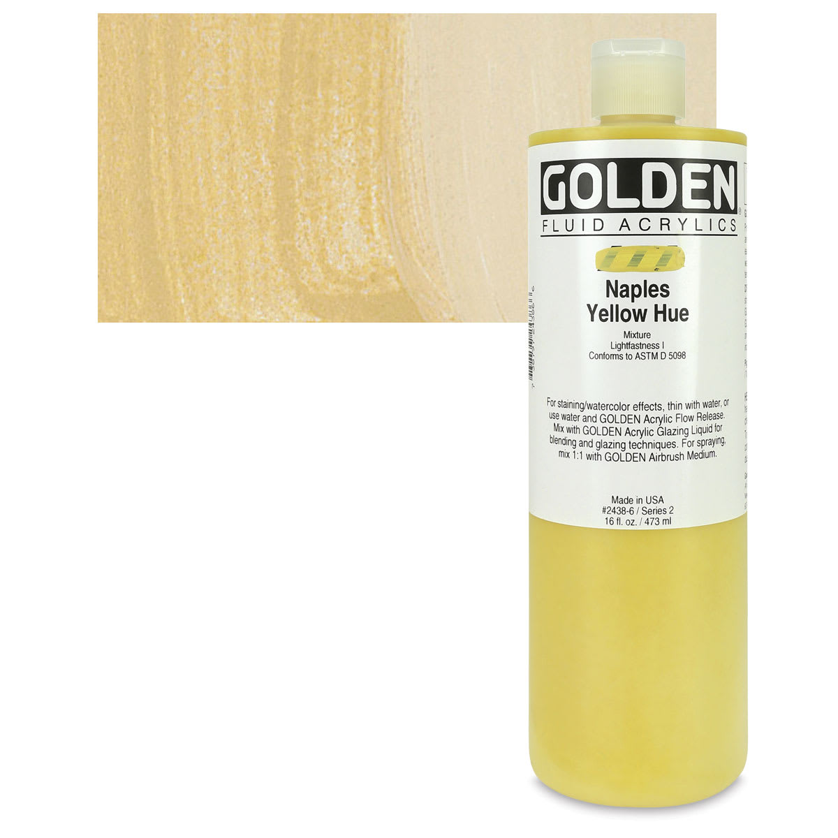 Golden Fluid Acrylics - Naples Yellow Historical Hue, 16 oz bottle