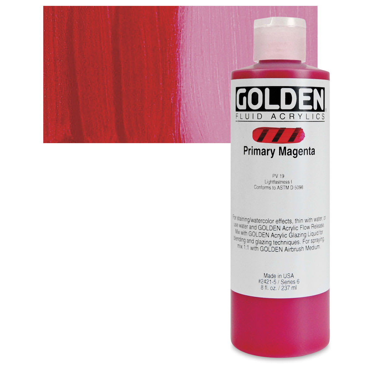 Golden Fluid Acrylics - Primary Magenta, 8 oz bottle