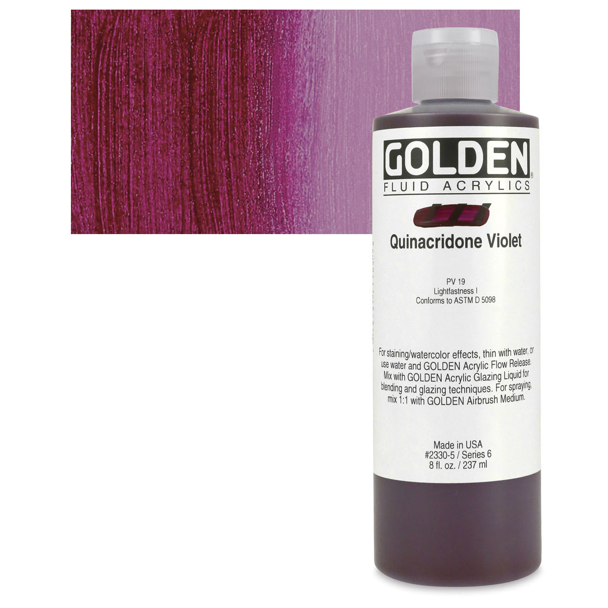 Golden Fluid Acrylics - Quinacridone Violet, 8 oz bottle