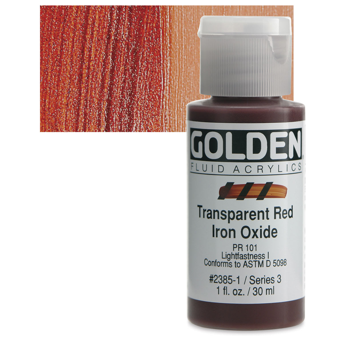 Golden Fluid Acrylics - Transparent Red Iron Oxide, 1 oz bottle