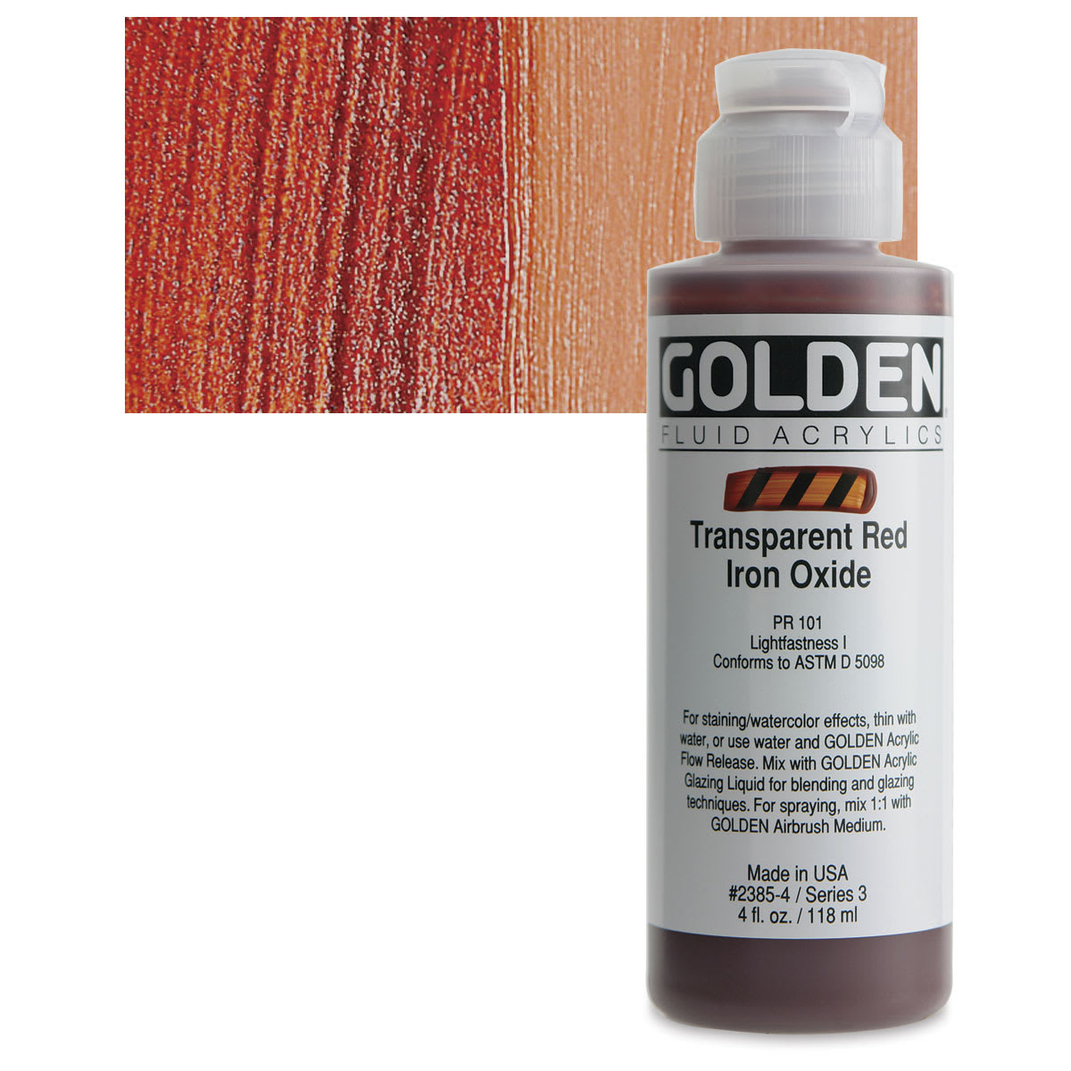 Golden Fluid Acrylics - Transparent Red Iron Oxide, 4 oz bottle