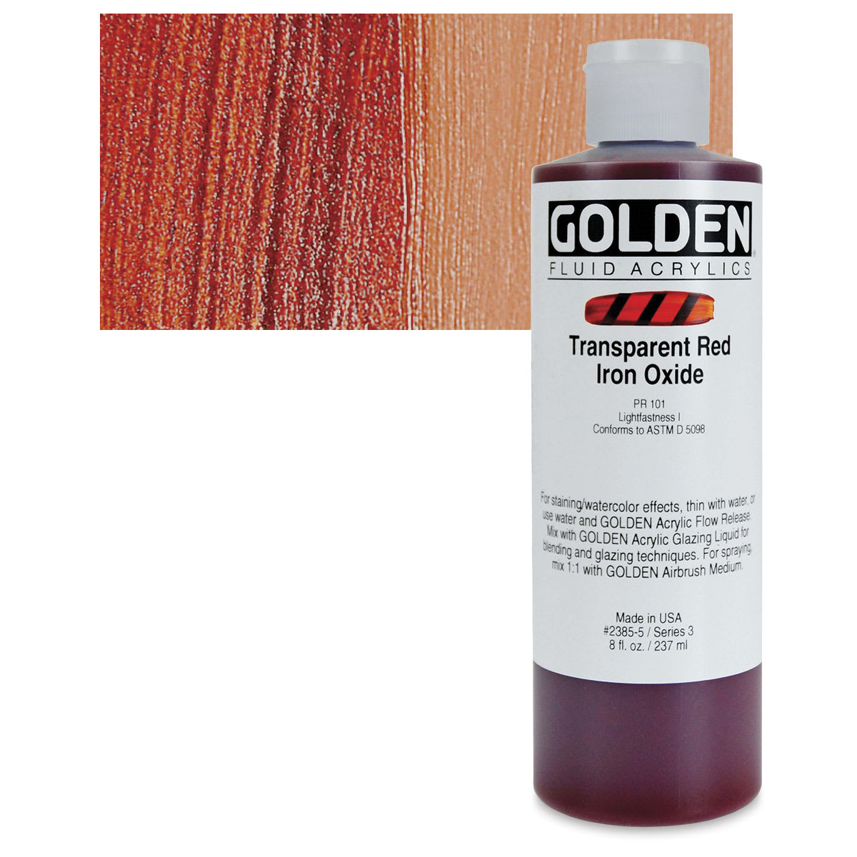 Golden Fluid Acrylics - Transparent Red Iron Oxide, 8 oz bottle