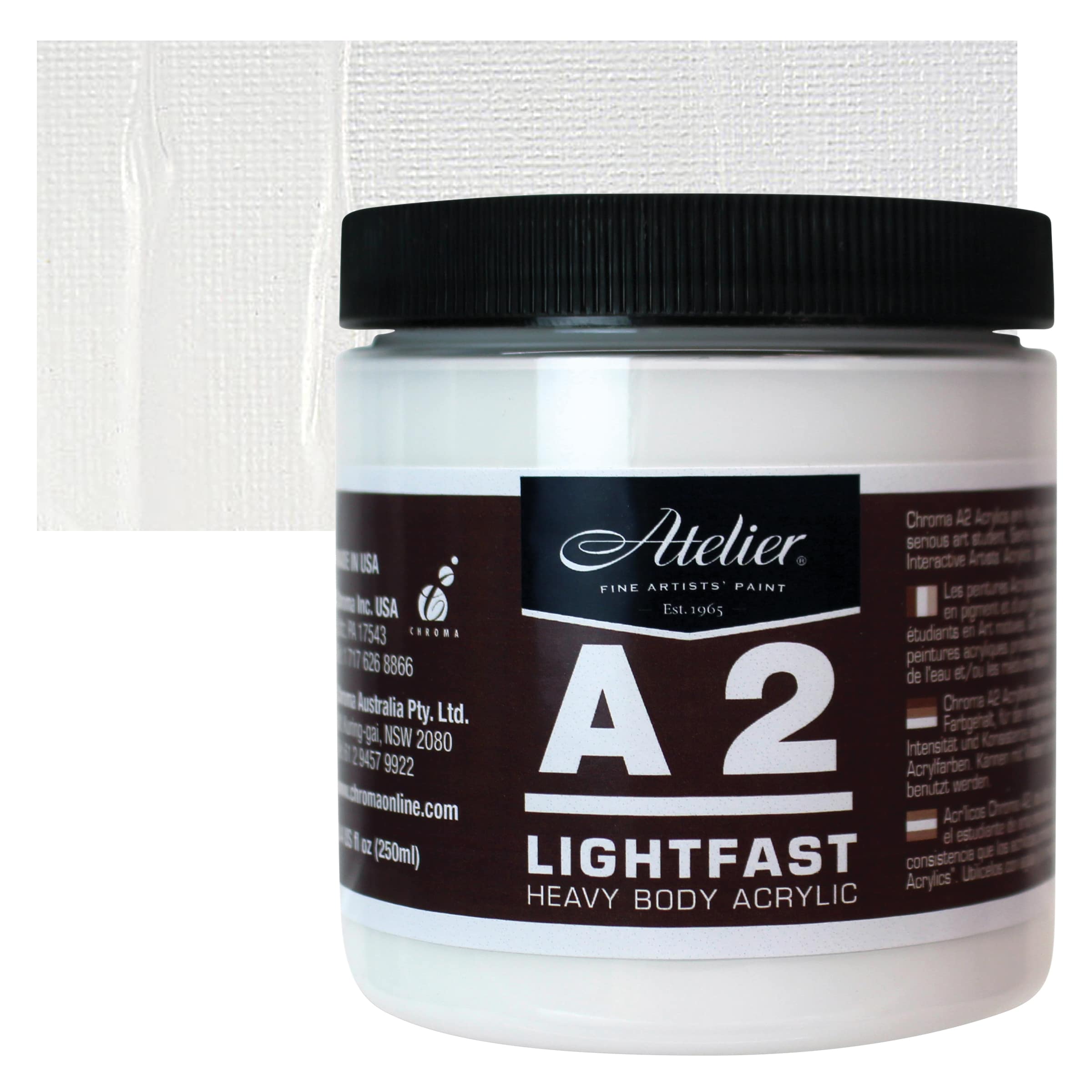 Chroma A2 Student Acrylics - Titanium White, 250 ml jar