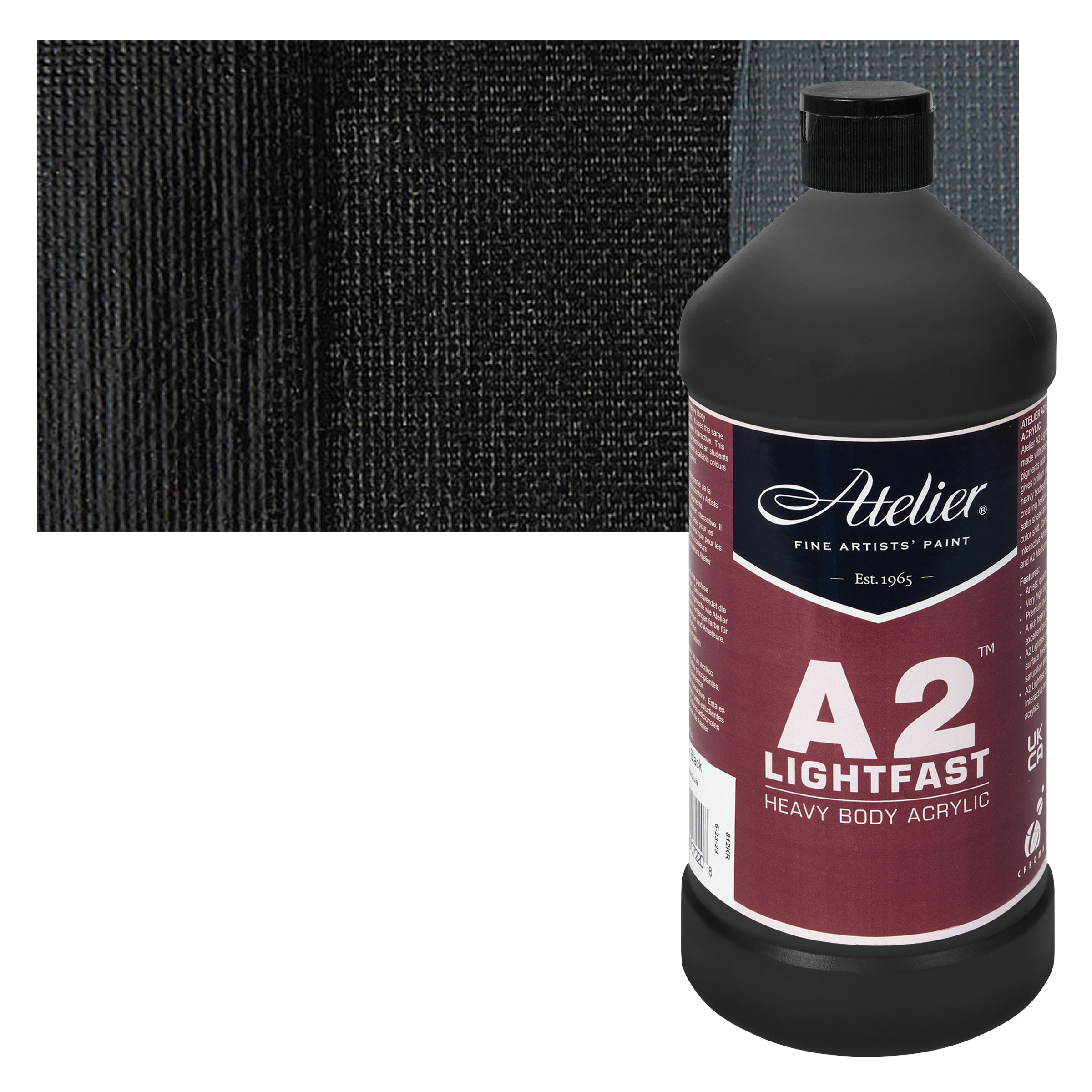 Chroma A2 Student Acrylics - Ivory Black, 1 L, Bottle
