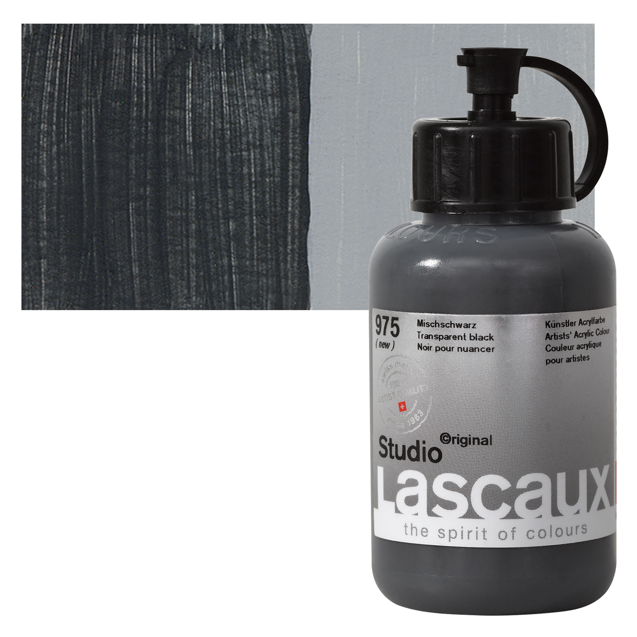 Lascaux Studio Acrylics - Transparent Black, 85 ml bottle