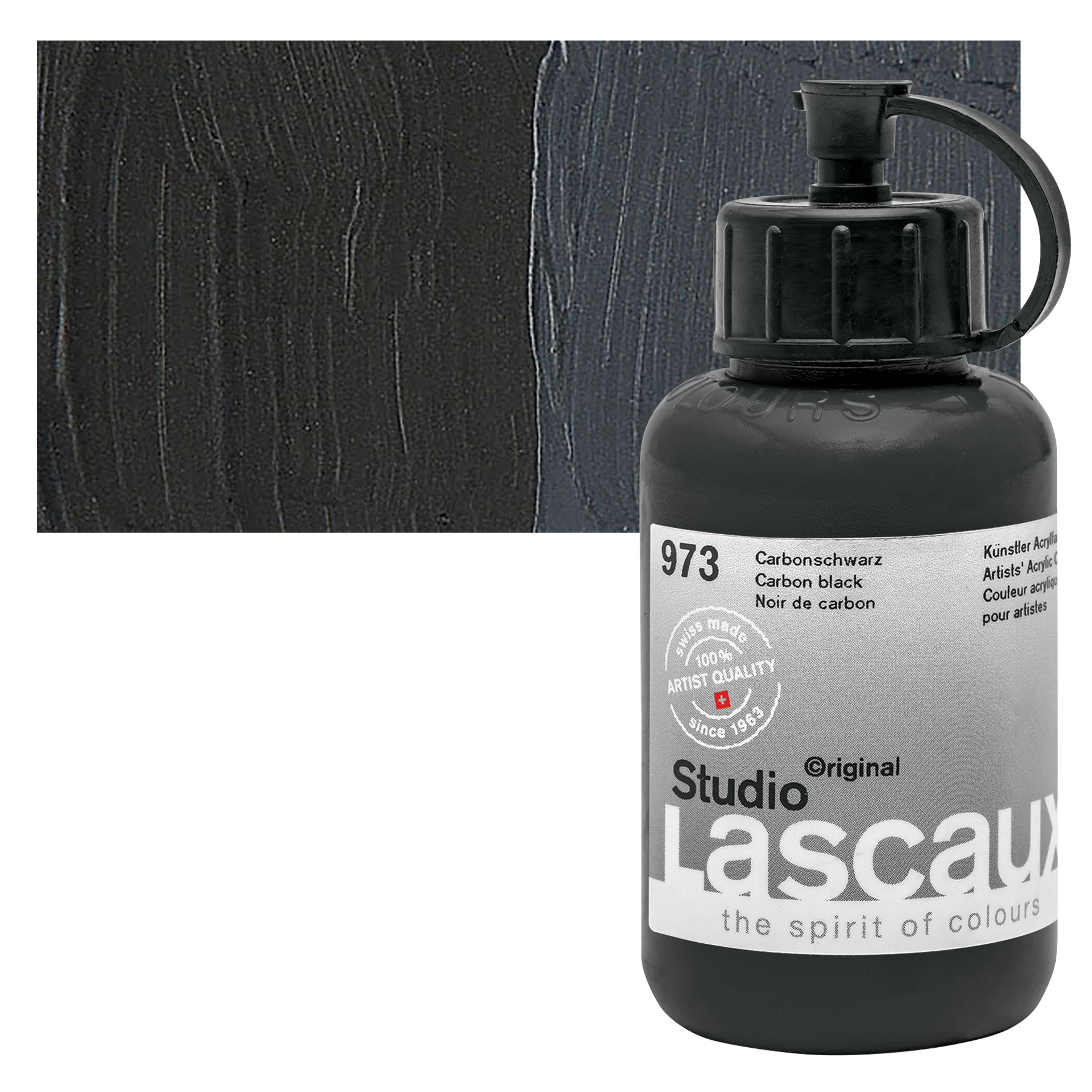 Lascaux Studio Acrylics - Carbon Black, 85 ml bottle