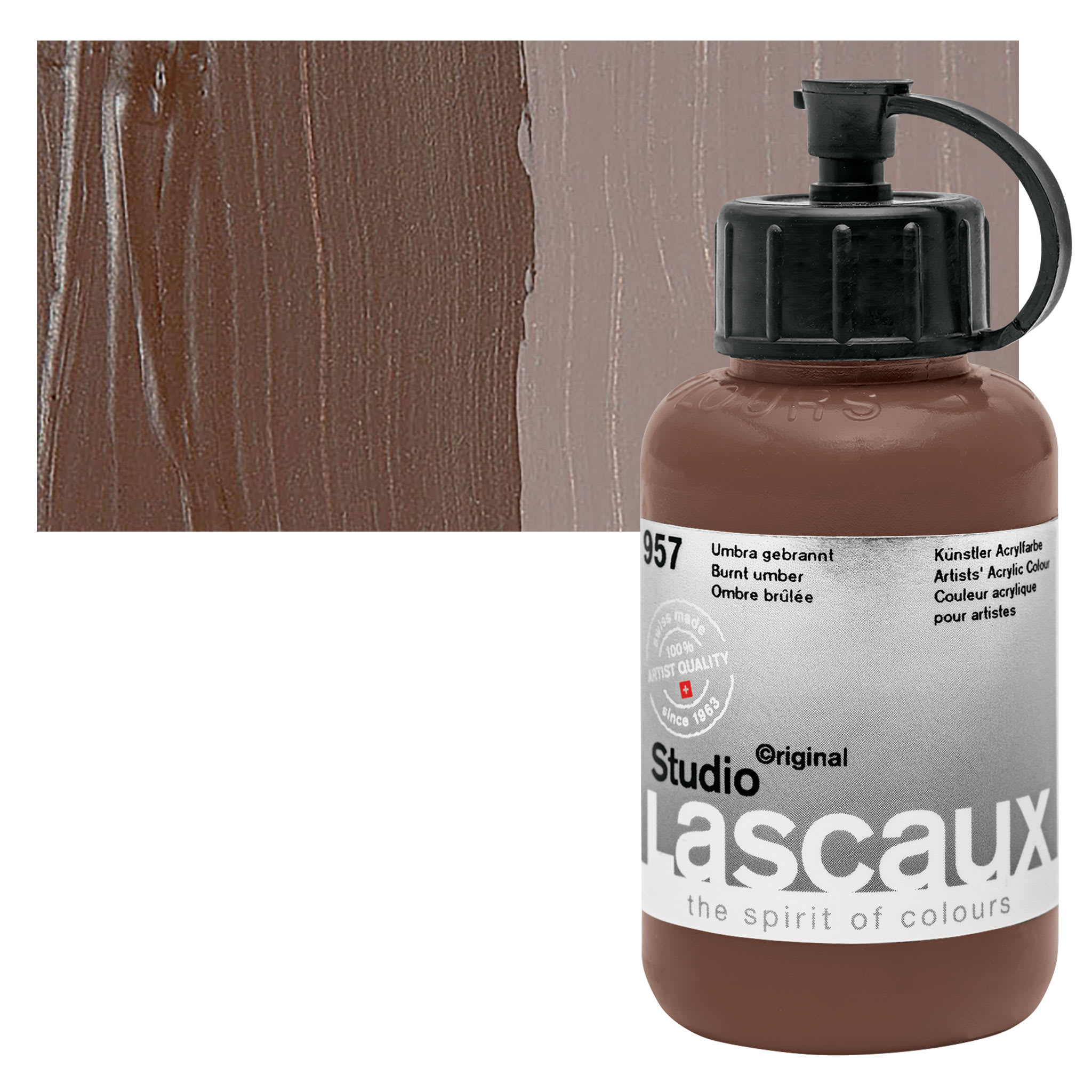 Lascaux Studio Acrylics - Burnt Umber, 85 ml bottle