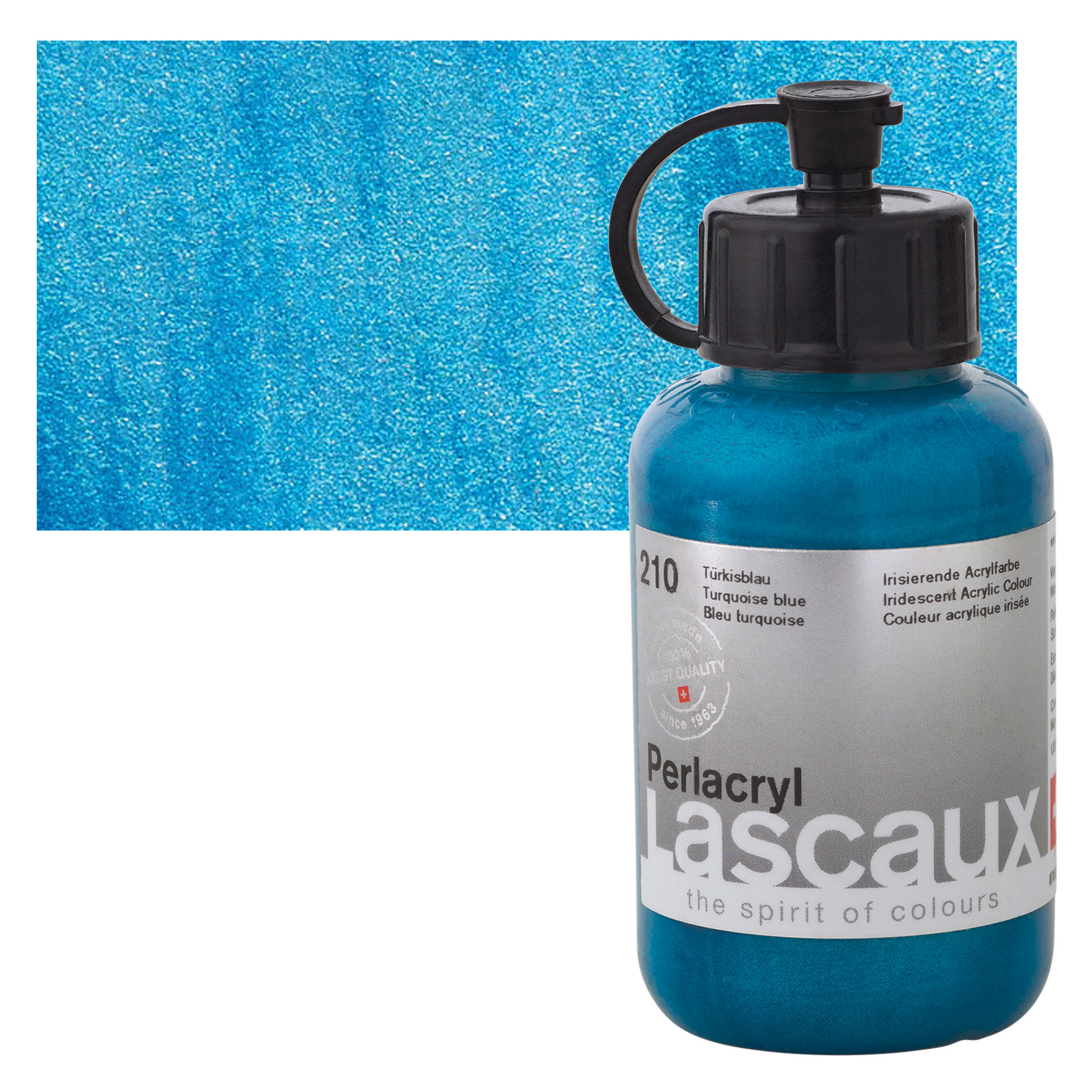 Lascaux Perlacryl Iridescent Acrylics - Turquoise Blue, 85 ml bottle