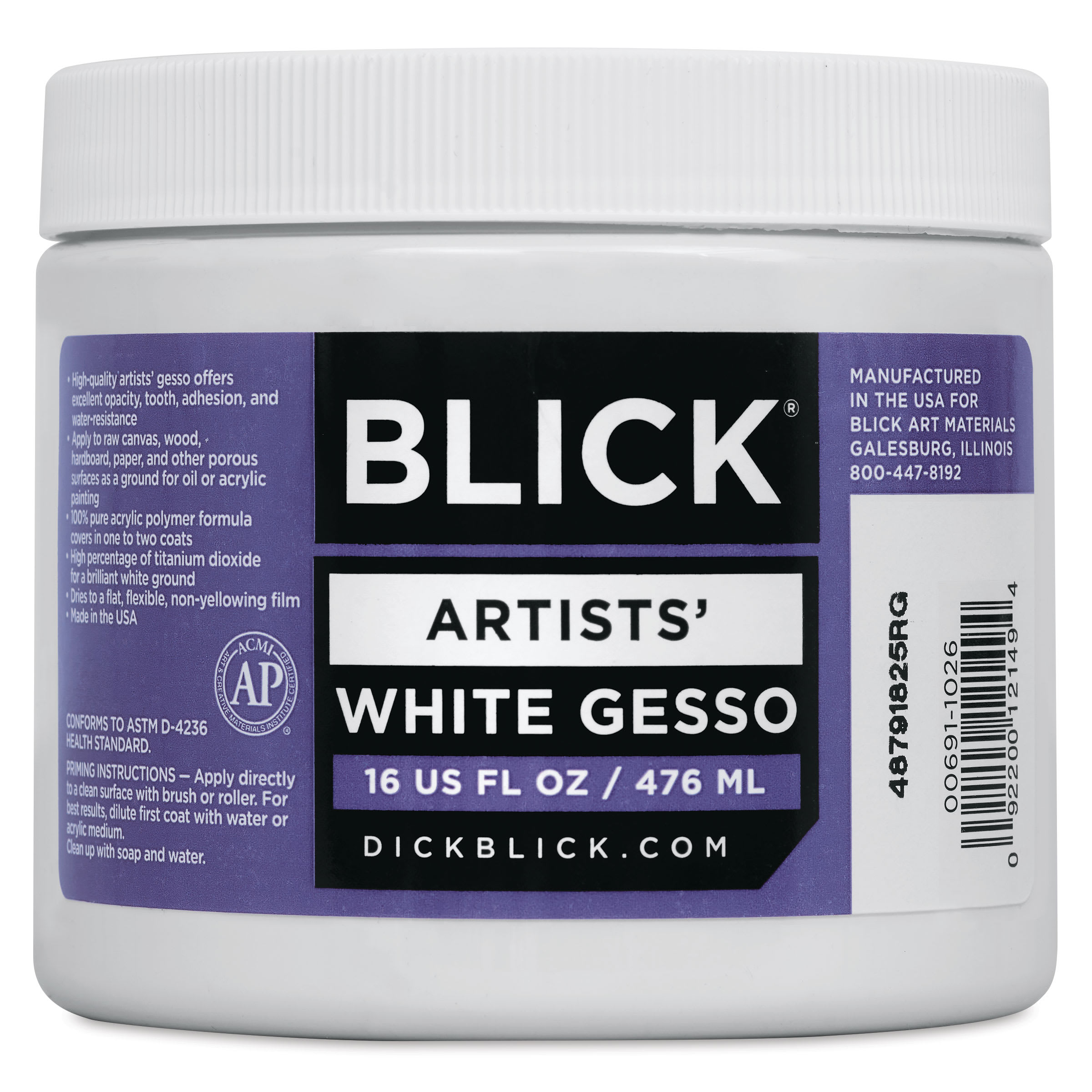 Blick Artists Acrylic Gesso - White, 16 oz jar