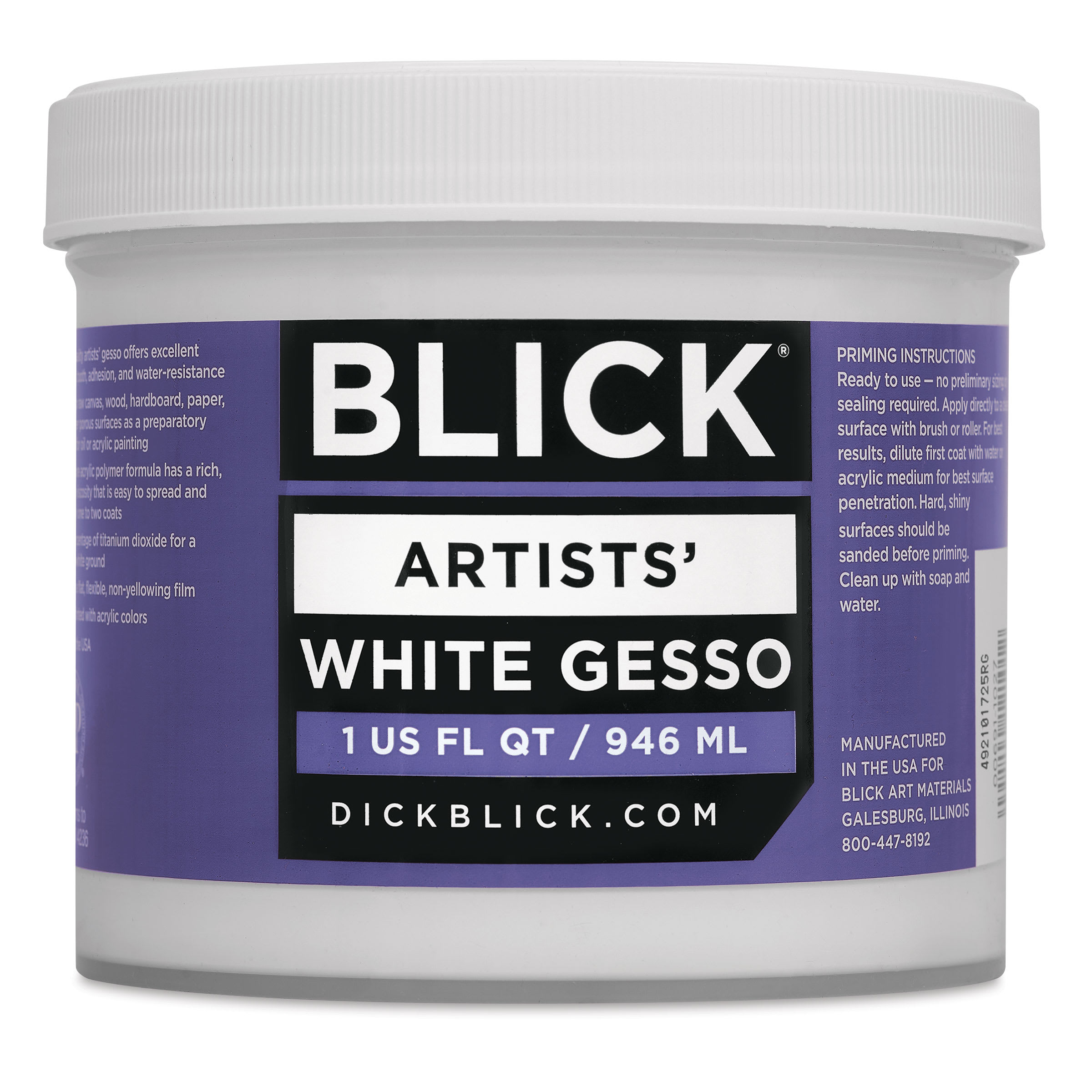Blick Artists Acrylic Gesso - White, Quart Jar