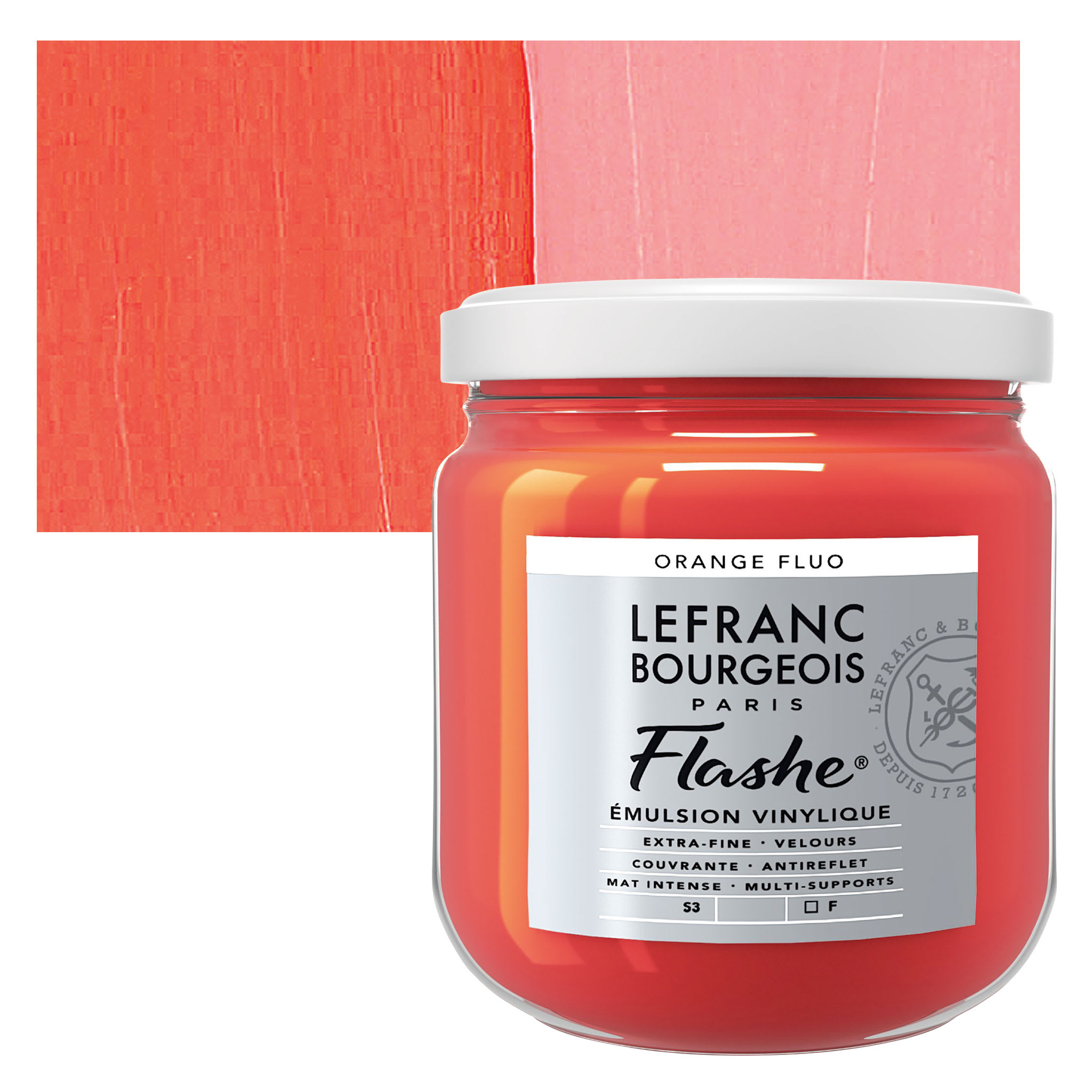 Lefranc & Bourgeois Flashe Vinyl Paint - Fluorescent Orange, 400 ml jar
