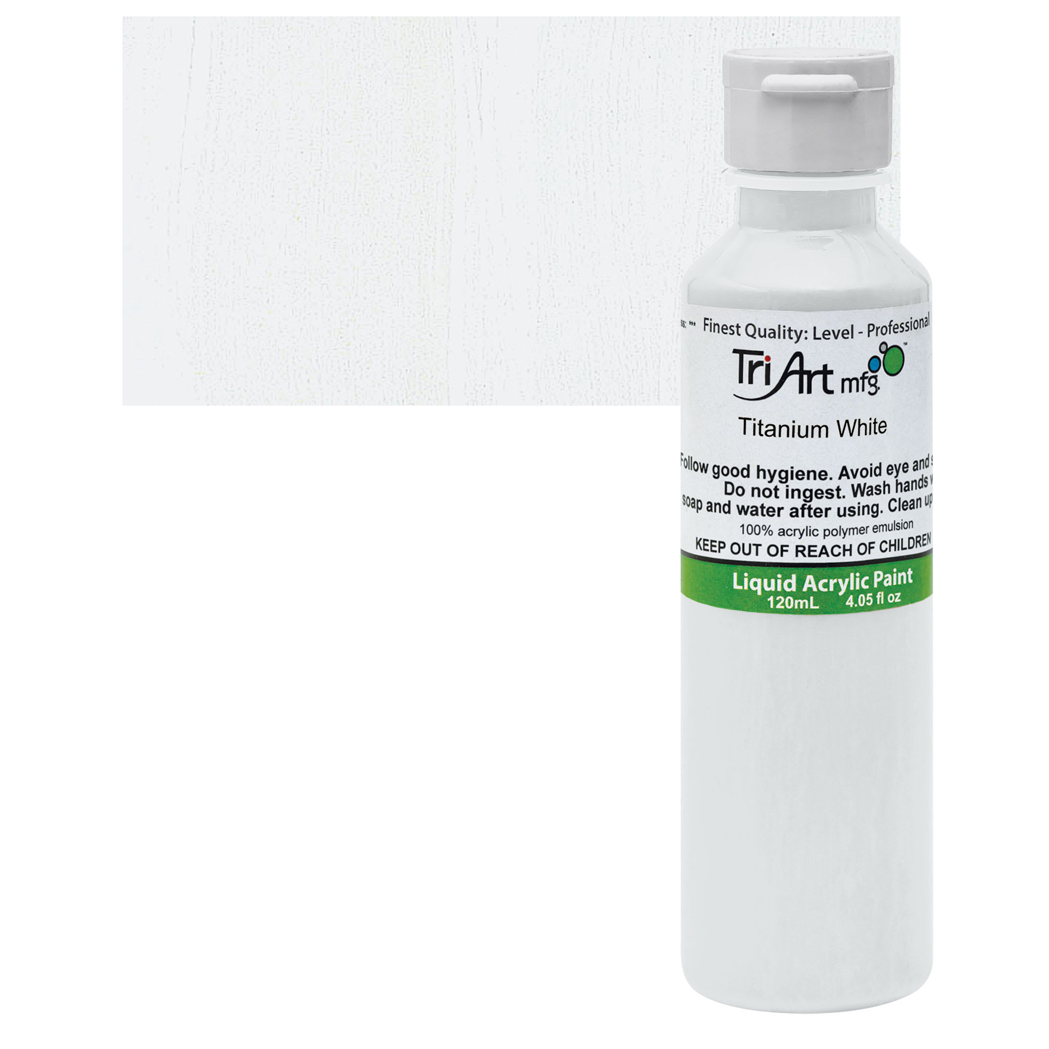 Tri-Art Liquid Artist Acrylics - Titanium White, 120 ml bottle