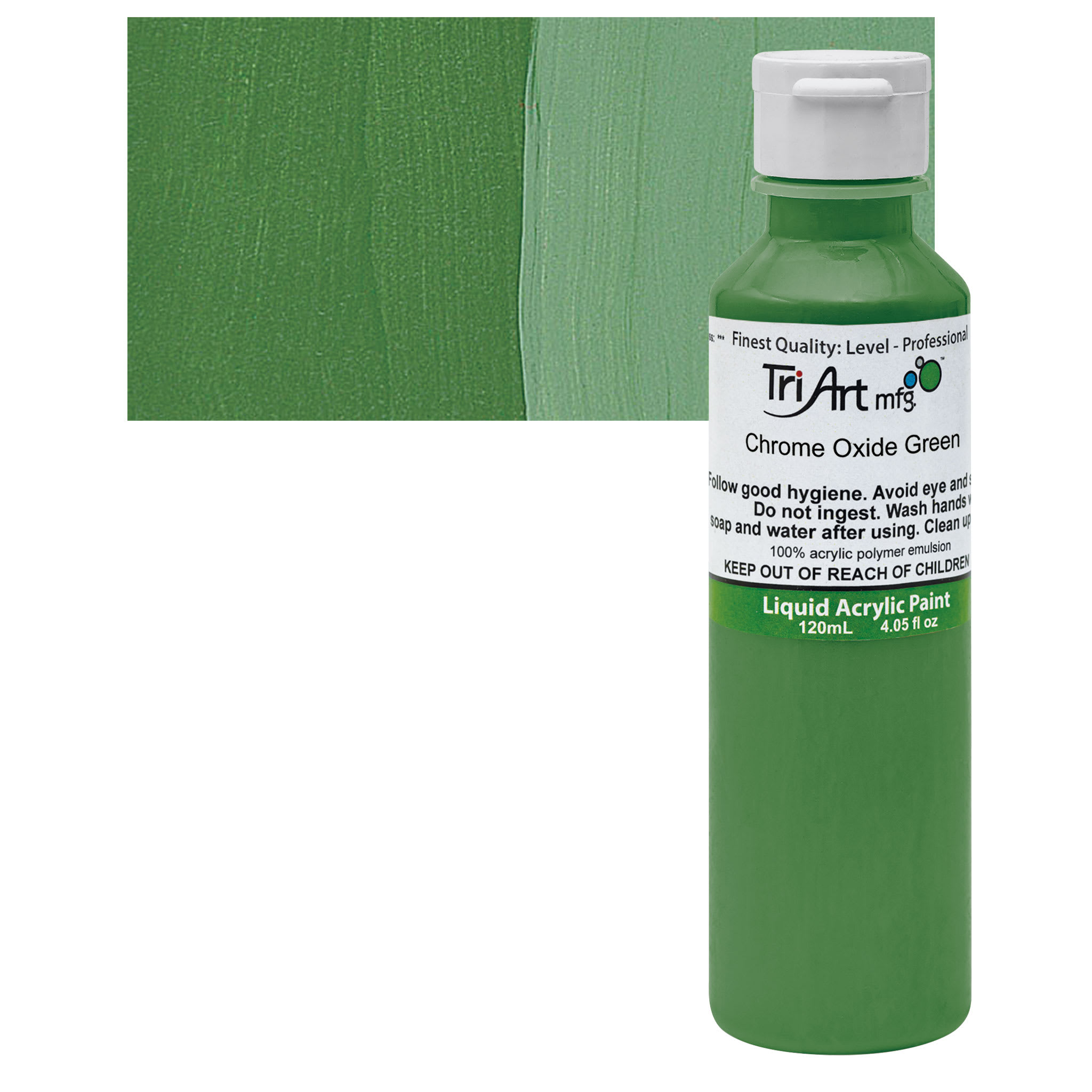 Tri-Art Liquid Artist Acrylics - Chromium Oxide Green, 120 ml bottle