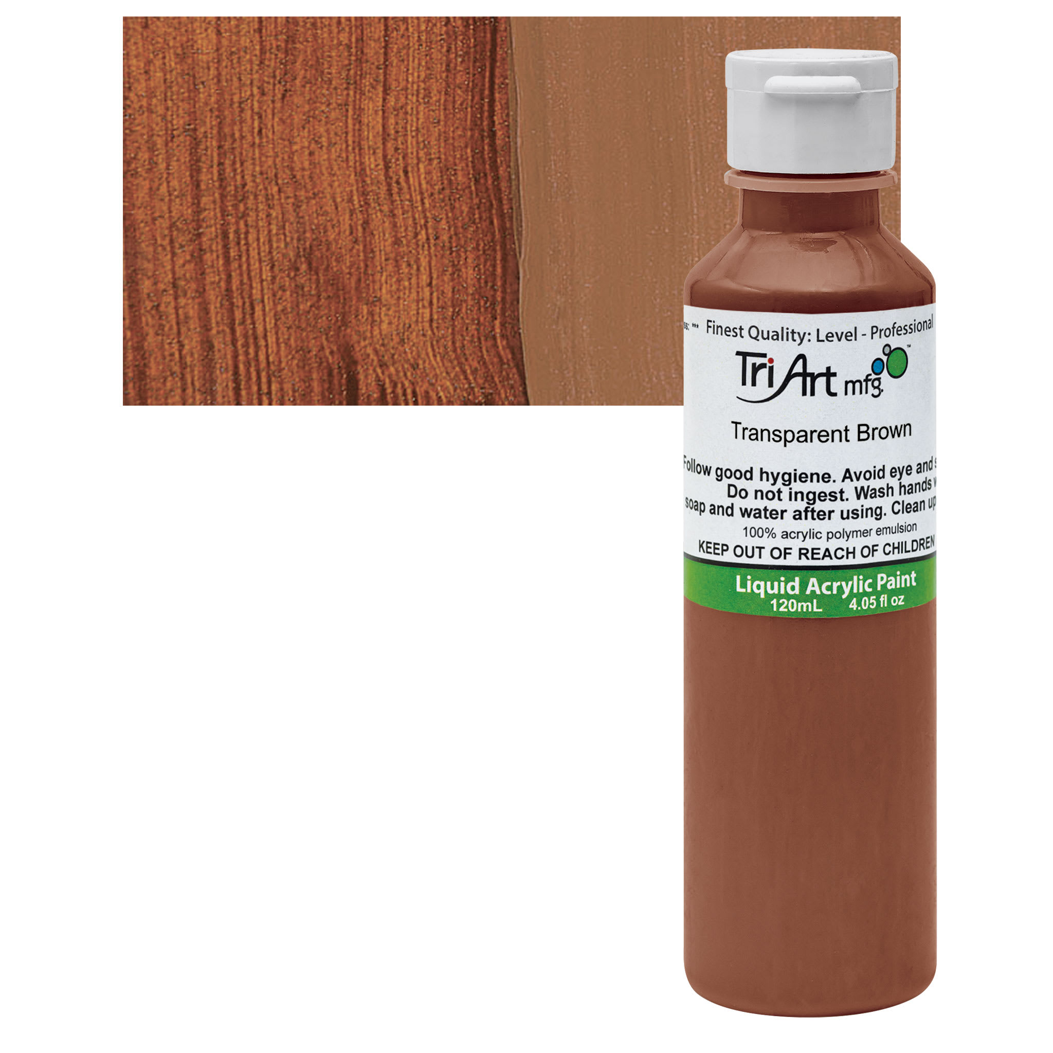 Tri-Art Liquid Artist Acrylics - Transparent Brown, 120 ml bottle