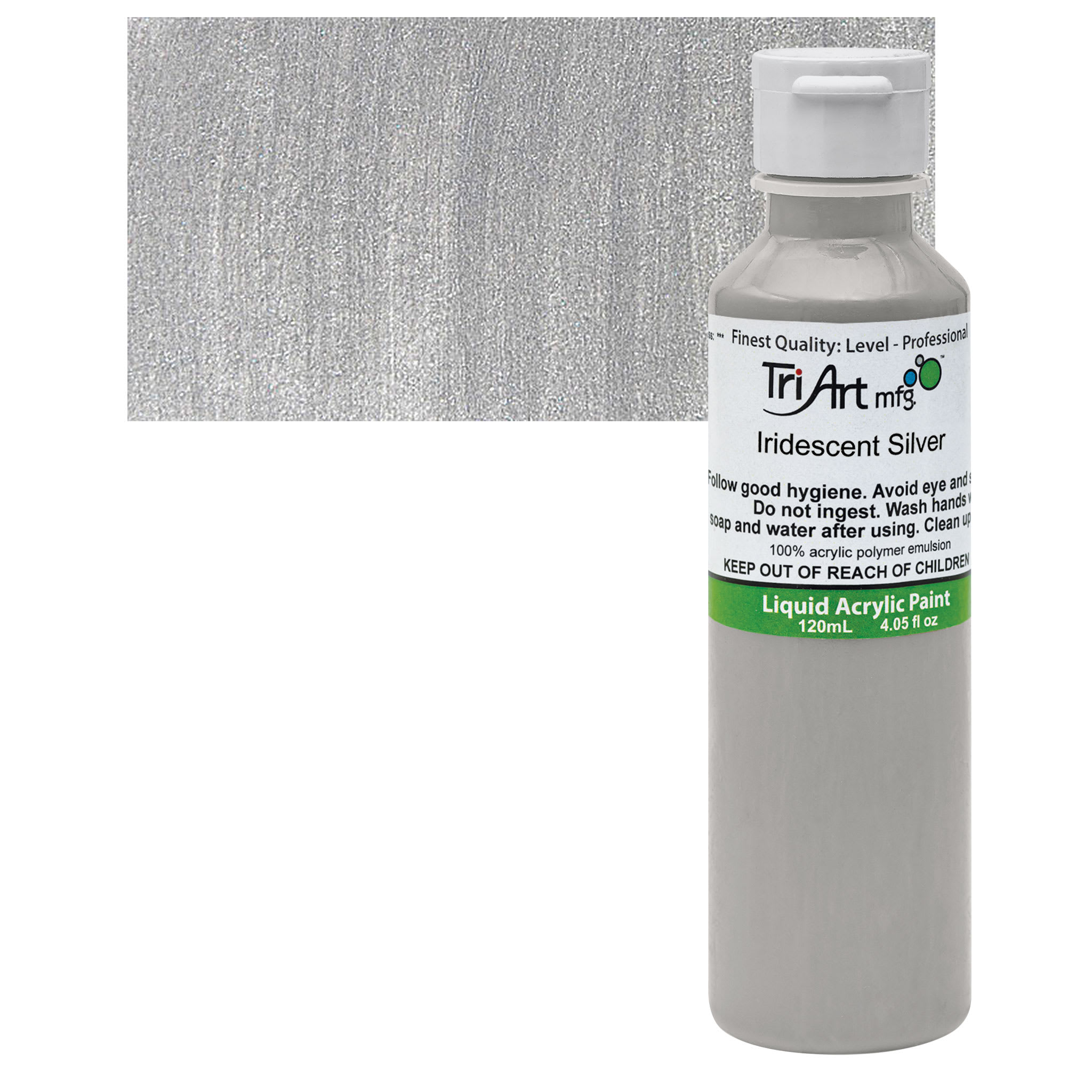 Tri-Art Liquid Artist Acrylics - Iridescent Silver, 120 ml bottle