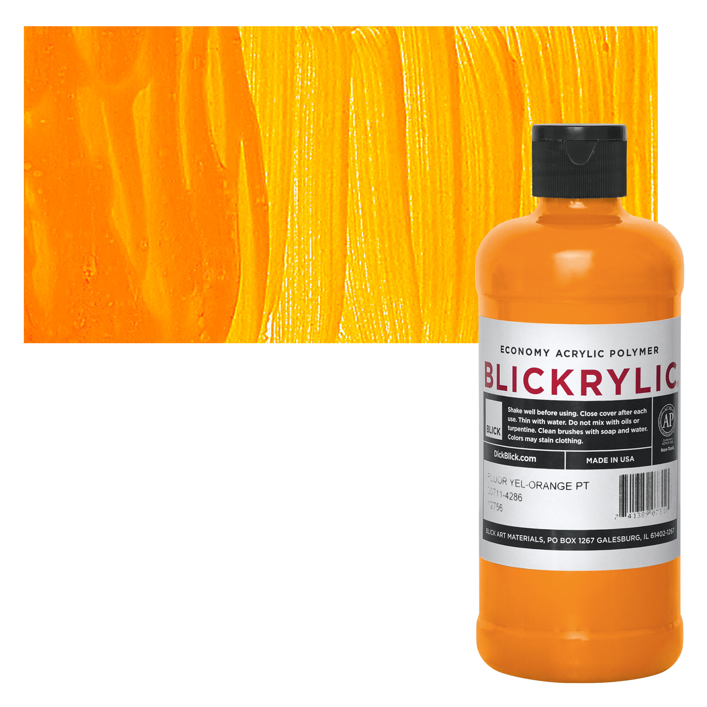 Blickrylic Student Acrylics - Fluorescent Yellow Orange, Pint