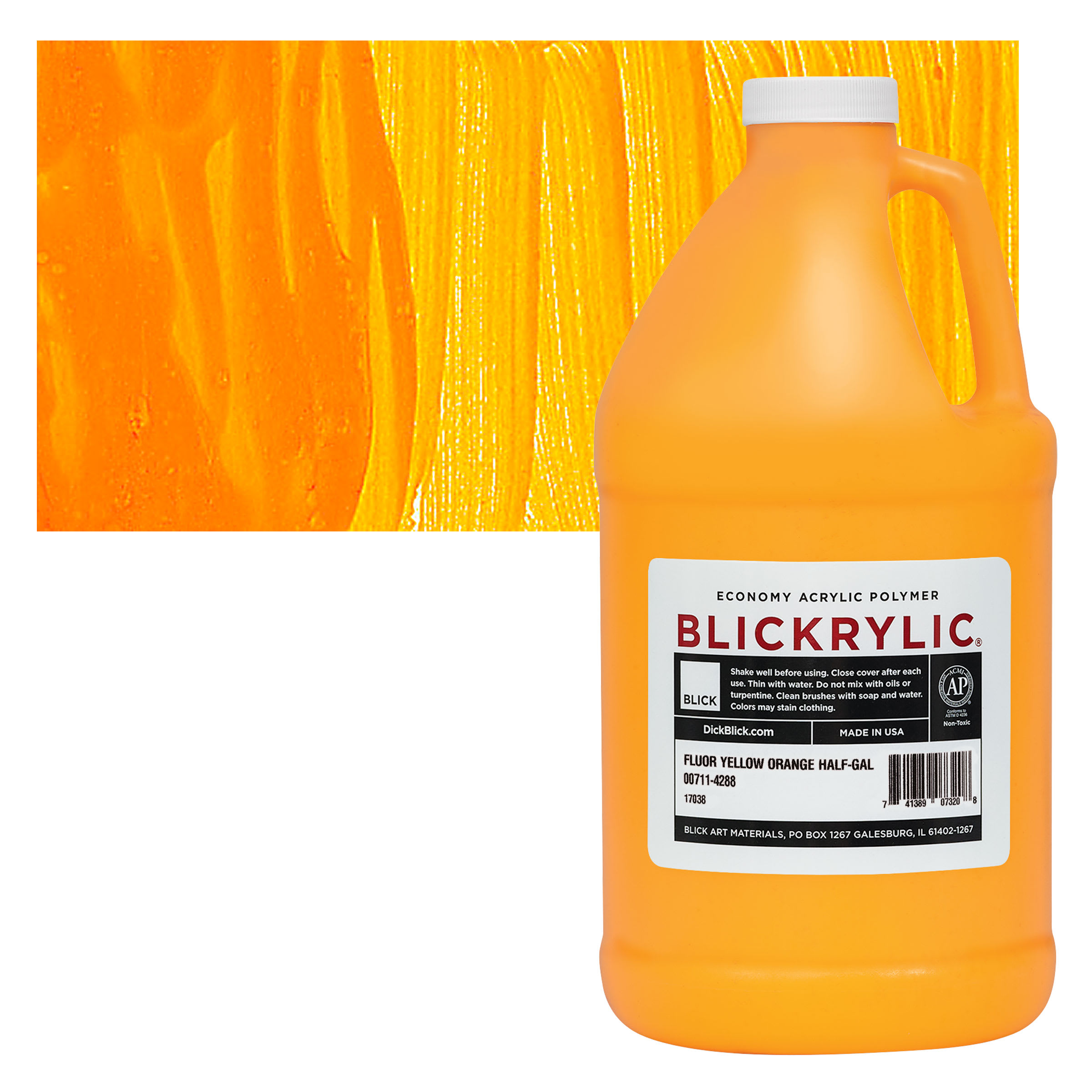 Blickrylic Student Acrylics - Fluorescent Yellow Orange, Half Gallon