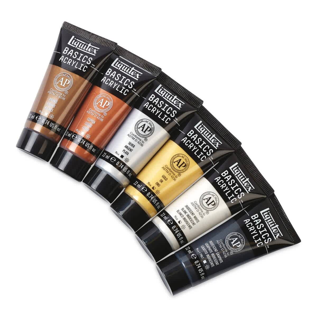 Liquitex® BASICS® Acrylic 6 Color Metallic & Iridescent Paint Set in Metallic/Iridescent | 0.74 fl oz
