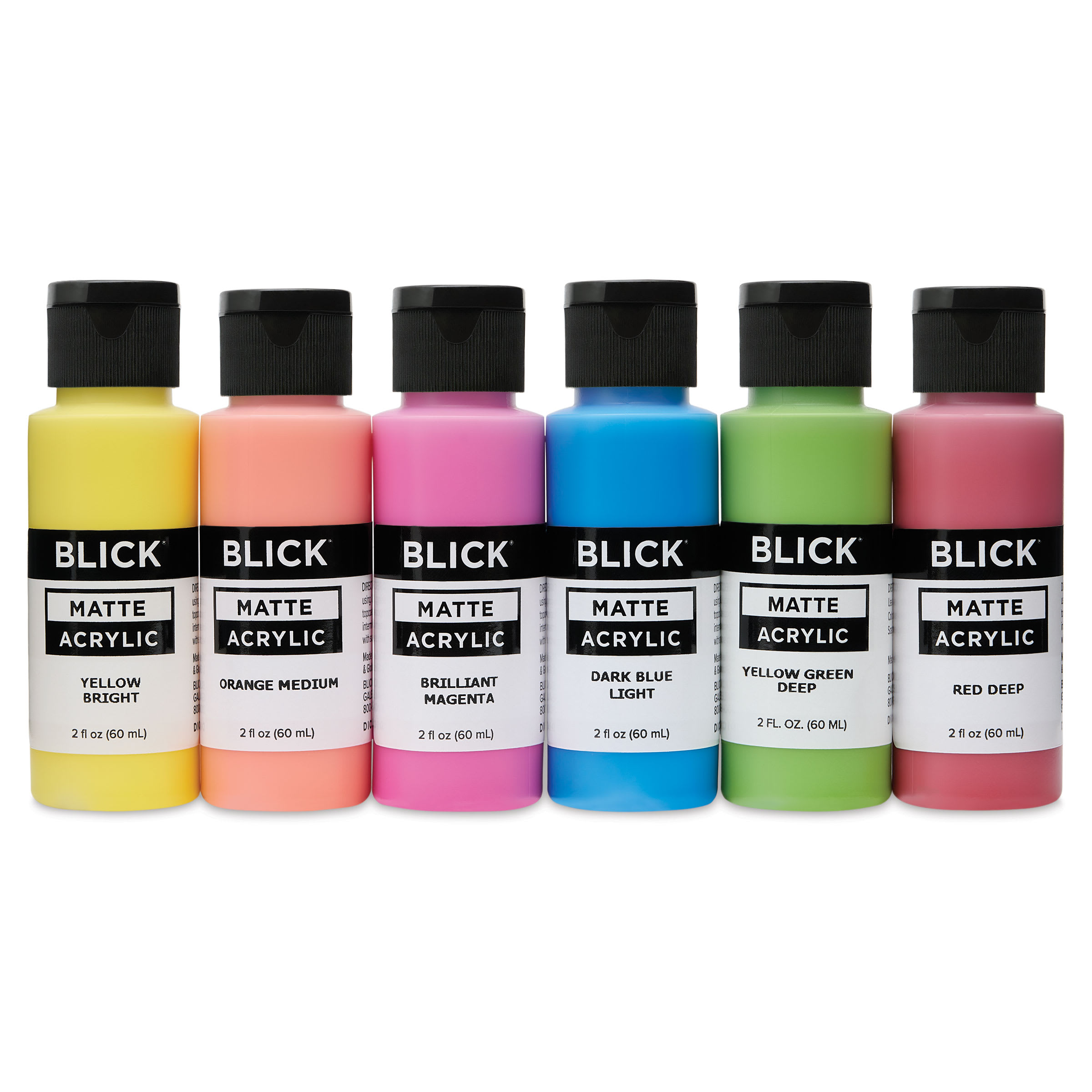 Blick Matte Acrylics - Set of 6, Bright Colors, 2 oz