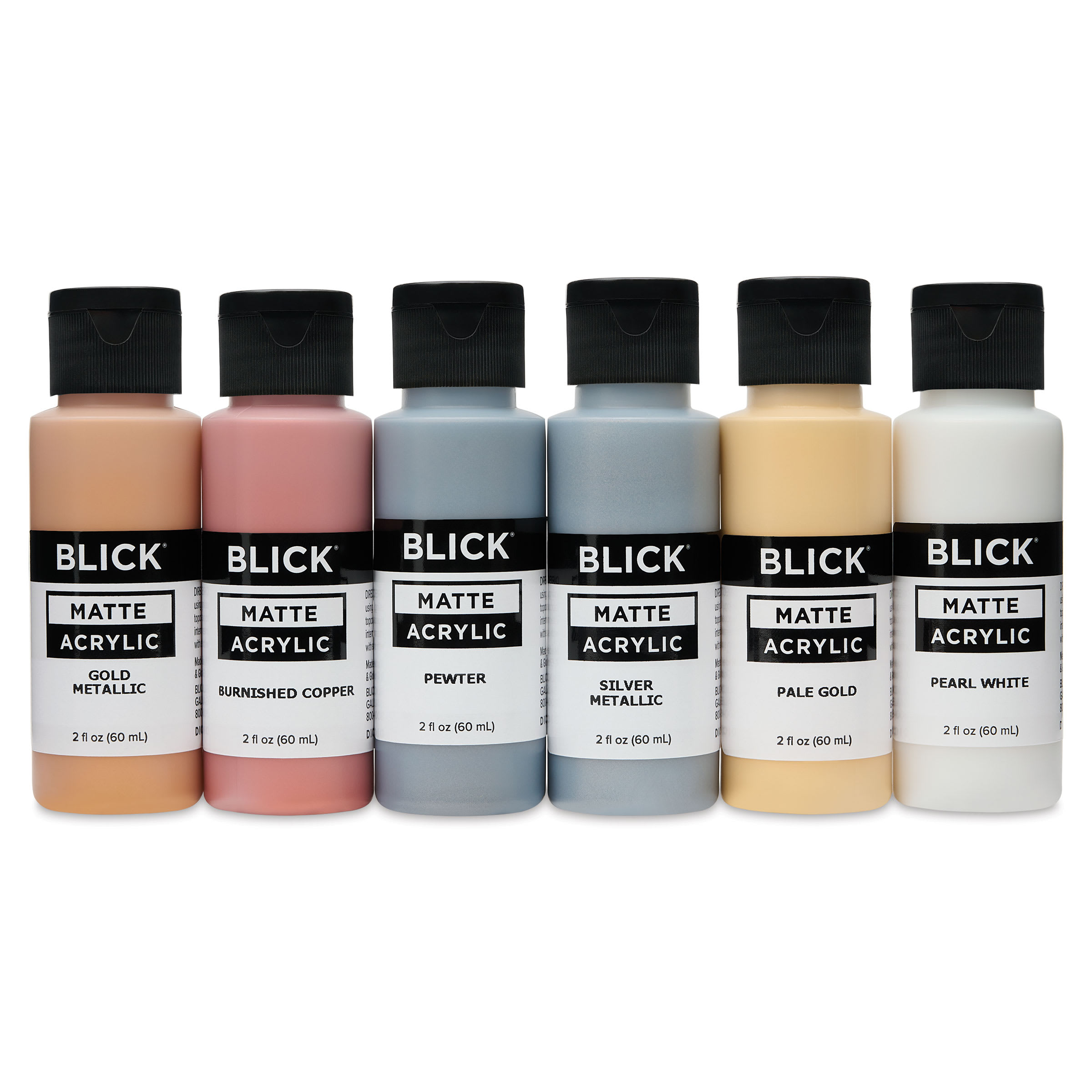 Blick Matte Acrylics - Set of 6, Metallic Colors, 2 oz