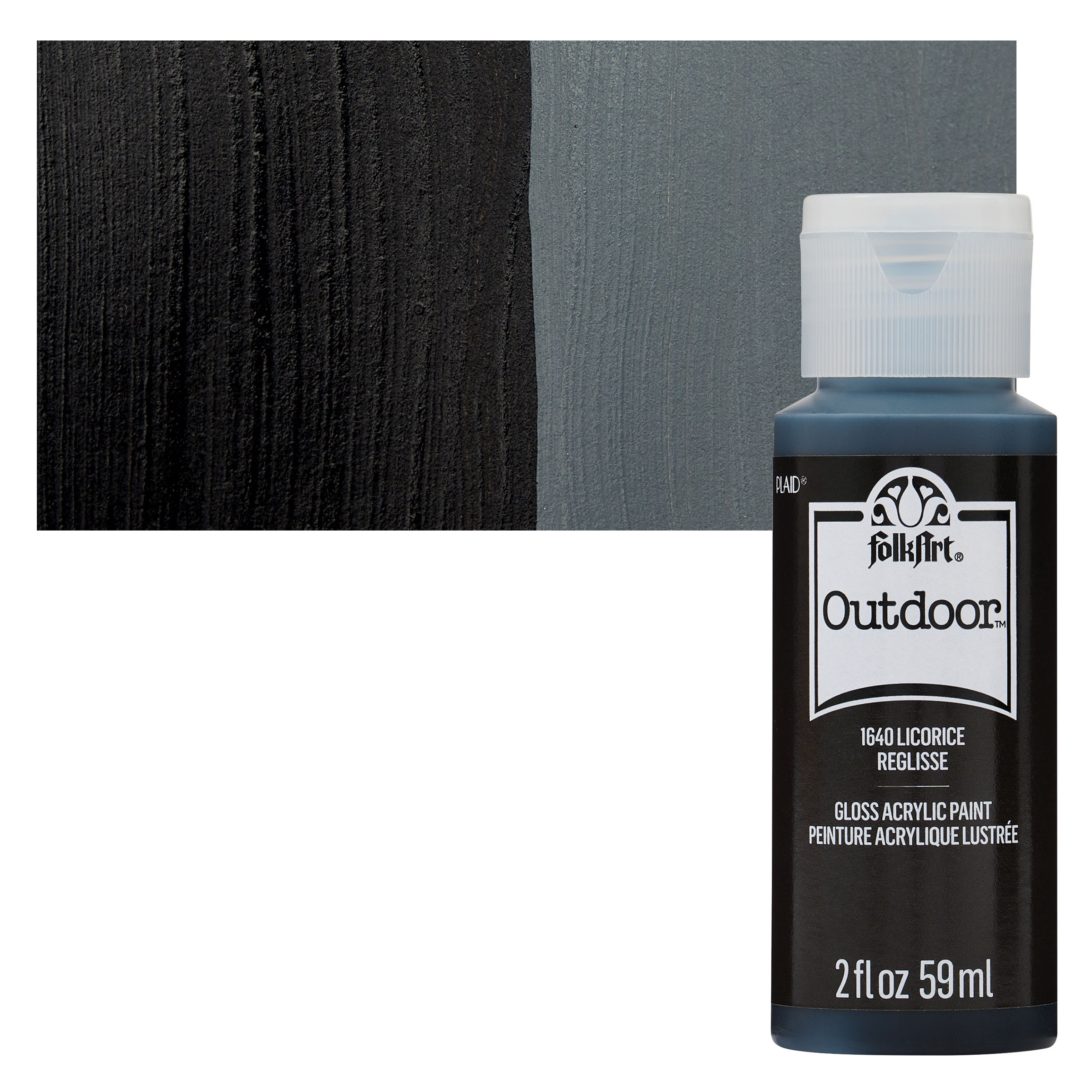 FolkArt Outdoor Acrylic Paint - Licorice, 2 oz, Bottle