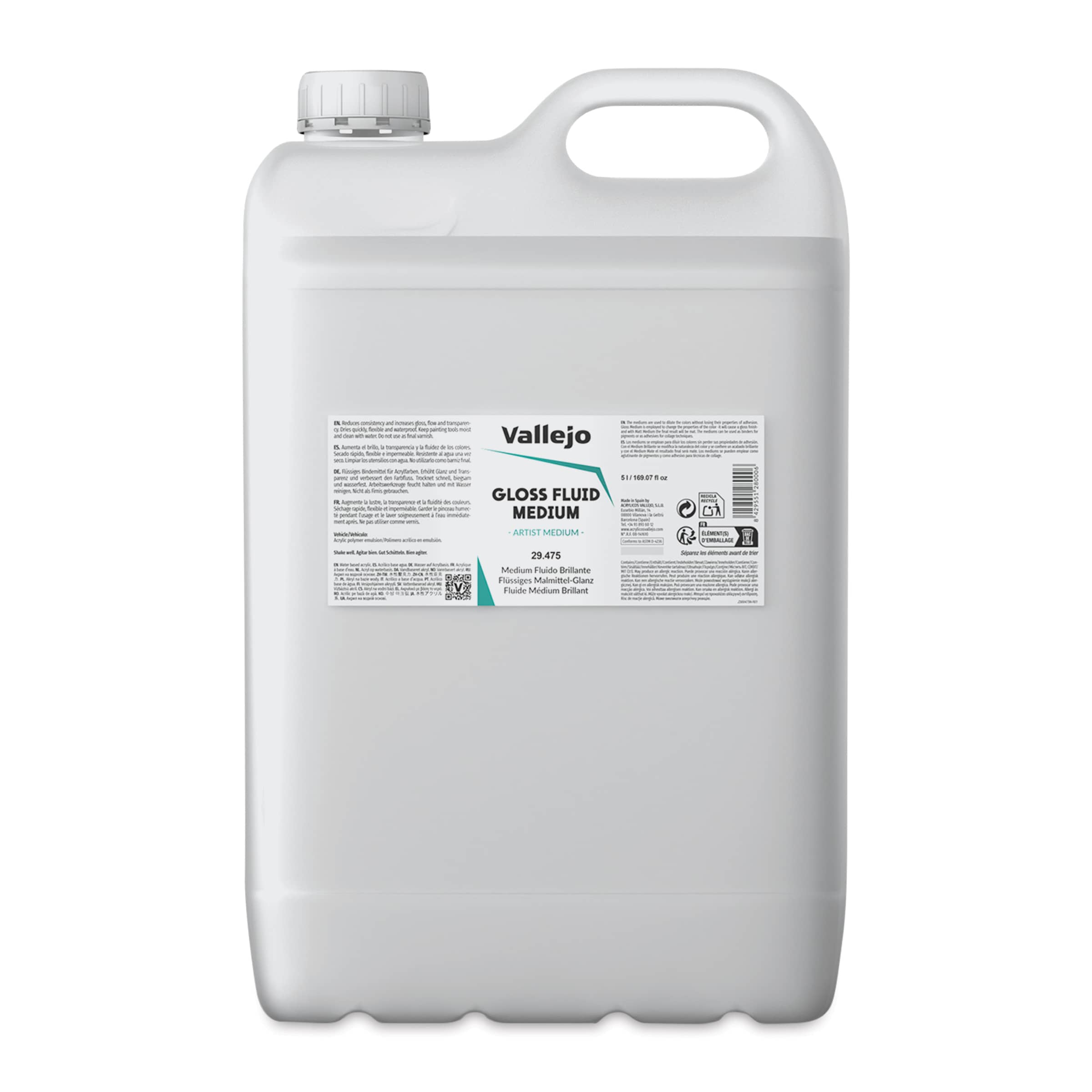 Vallejo Acrylic Fluid Medium - Gloss, 5 Liter
