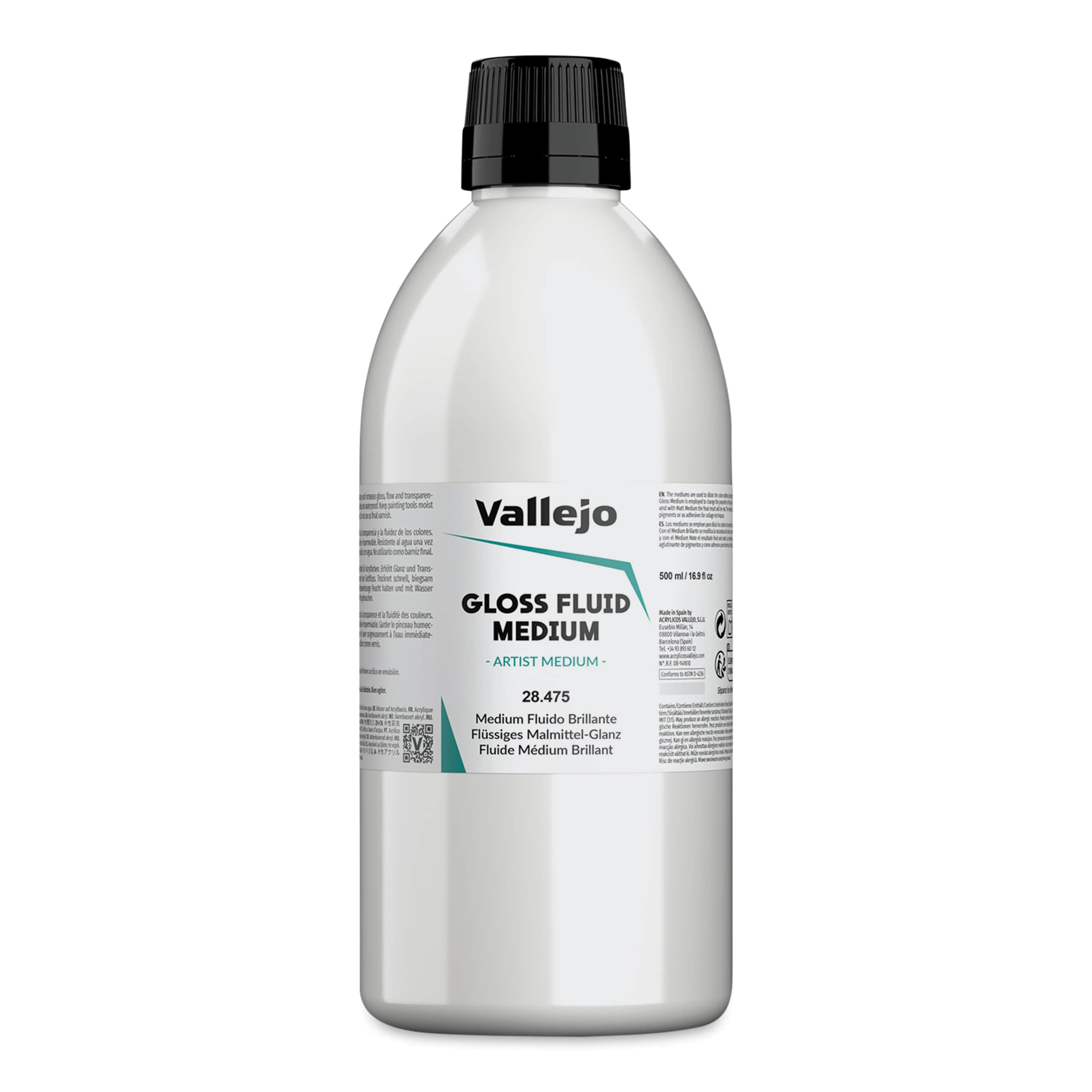 Vallejo Acrylic Fluid Medium - Gloss, 500 ml
