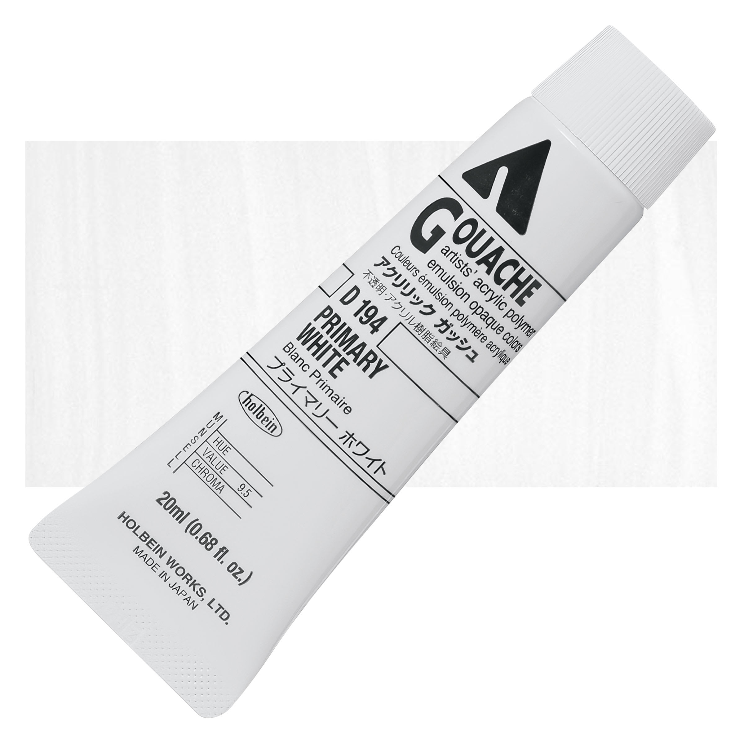 Holbein Acrylic Gouache - Primary White, 20 ml tube