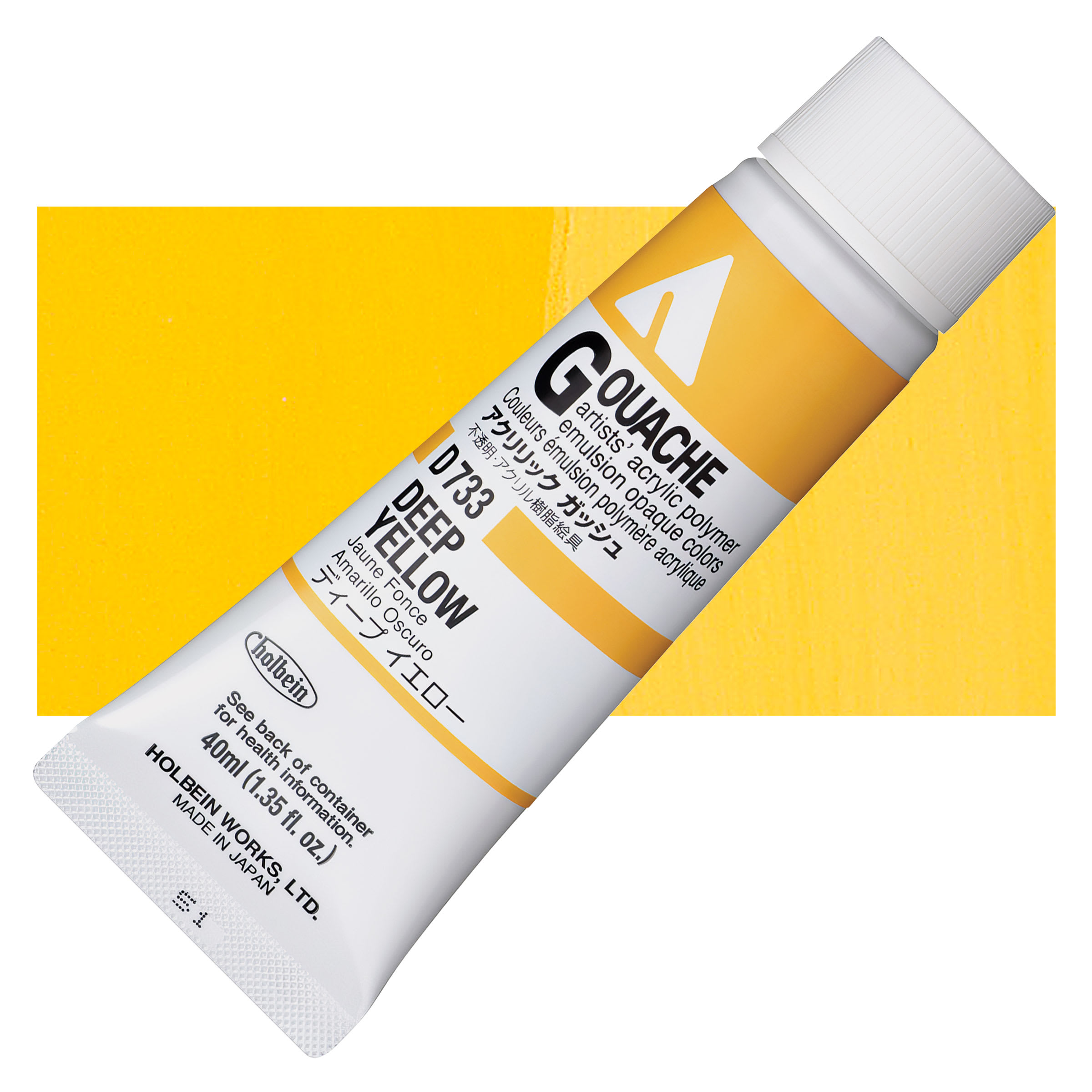 Holbein Acrylic Gouache  Deep Yellow, 40 ml tube