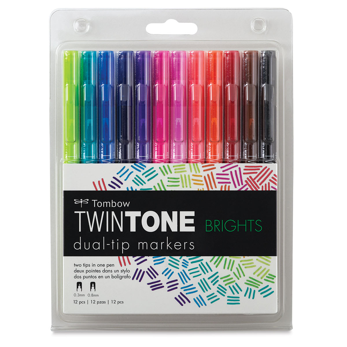 Tombow TwinTone Dual Tip Marker Set - Brights, Set of 12