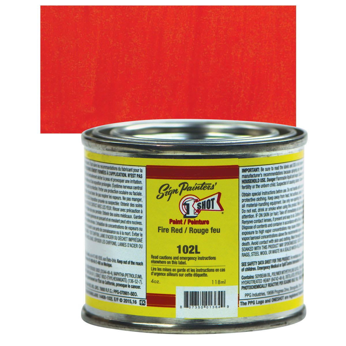 1-Shot Lettering Enamel - Fire Red, 4 oz