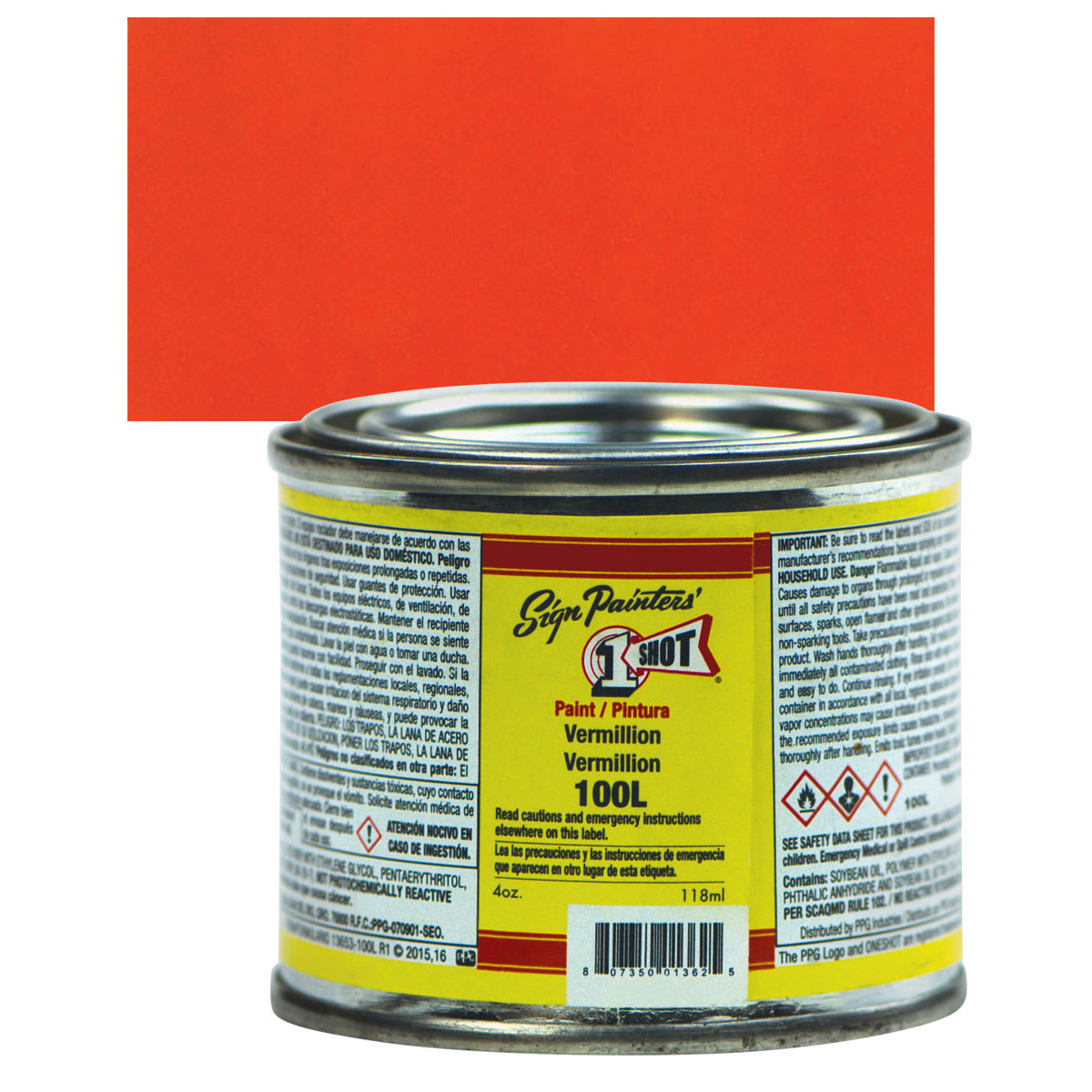 1-Shot Lettering Enamel - Vermilion, 4 oz