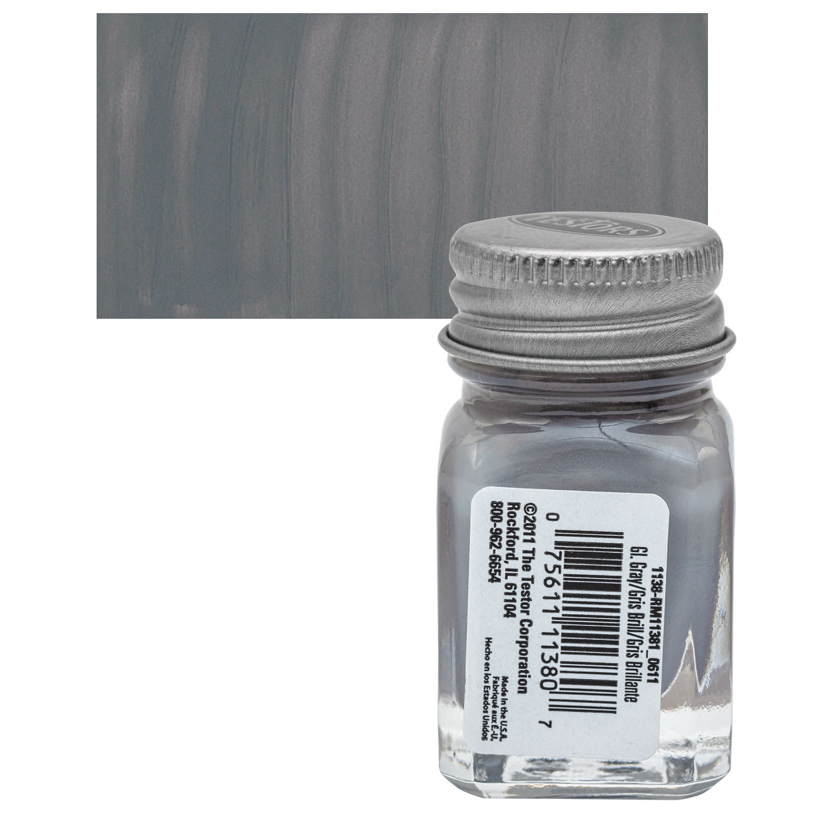 TES1138TT Testors Gloss Enamel Glass Jar Paint - Gray