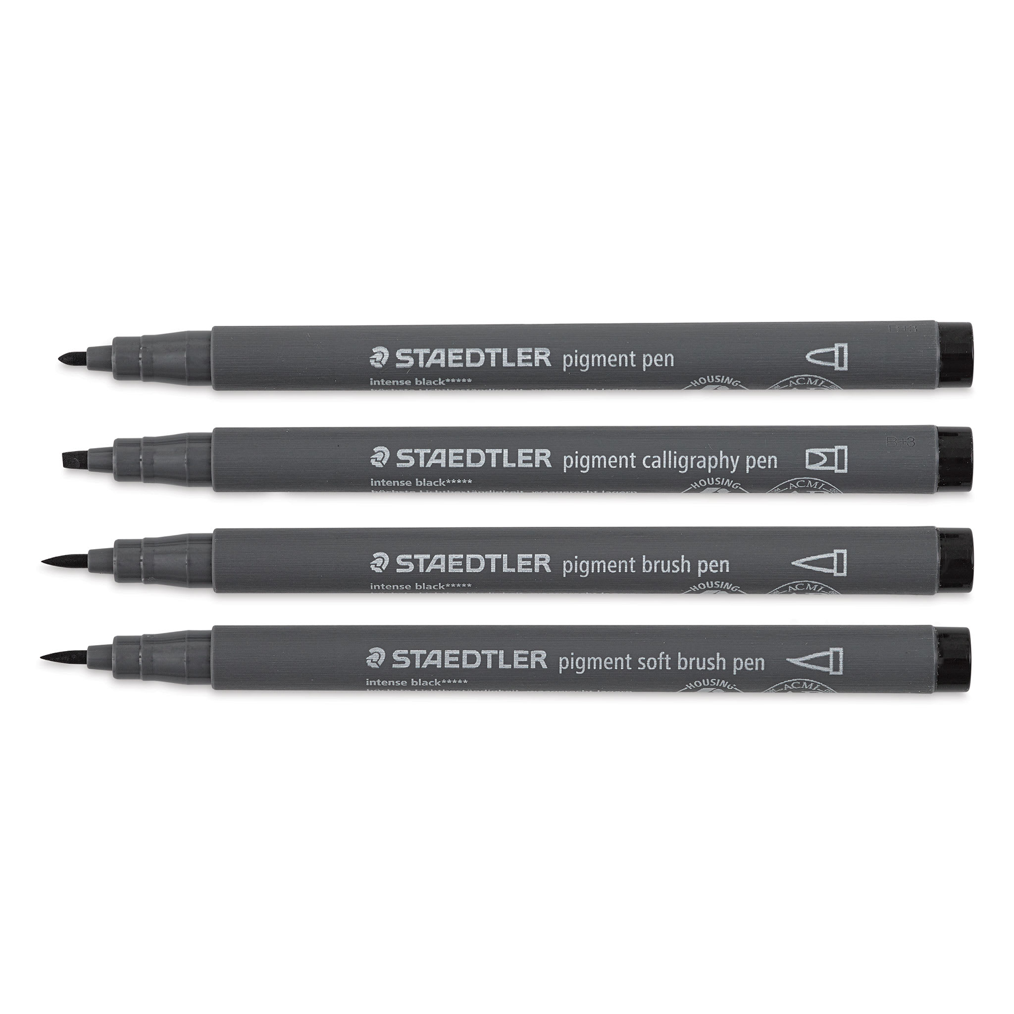 Staedtler Pigment Arts Pens - Intense Black, Assorted Tip, Set of 4