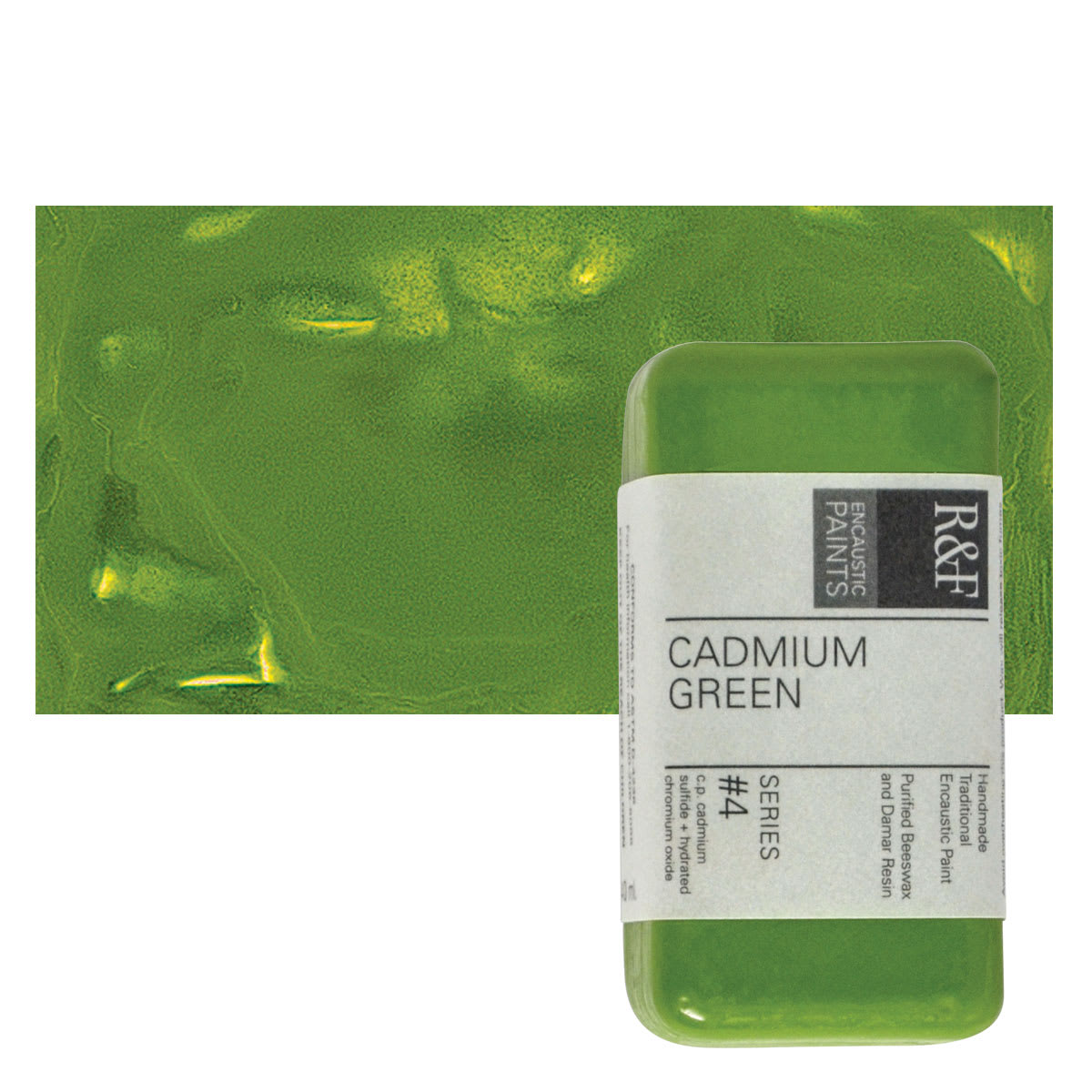 R&F Encaustic Paint Block - Cadmium Green, 40 ml block