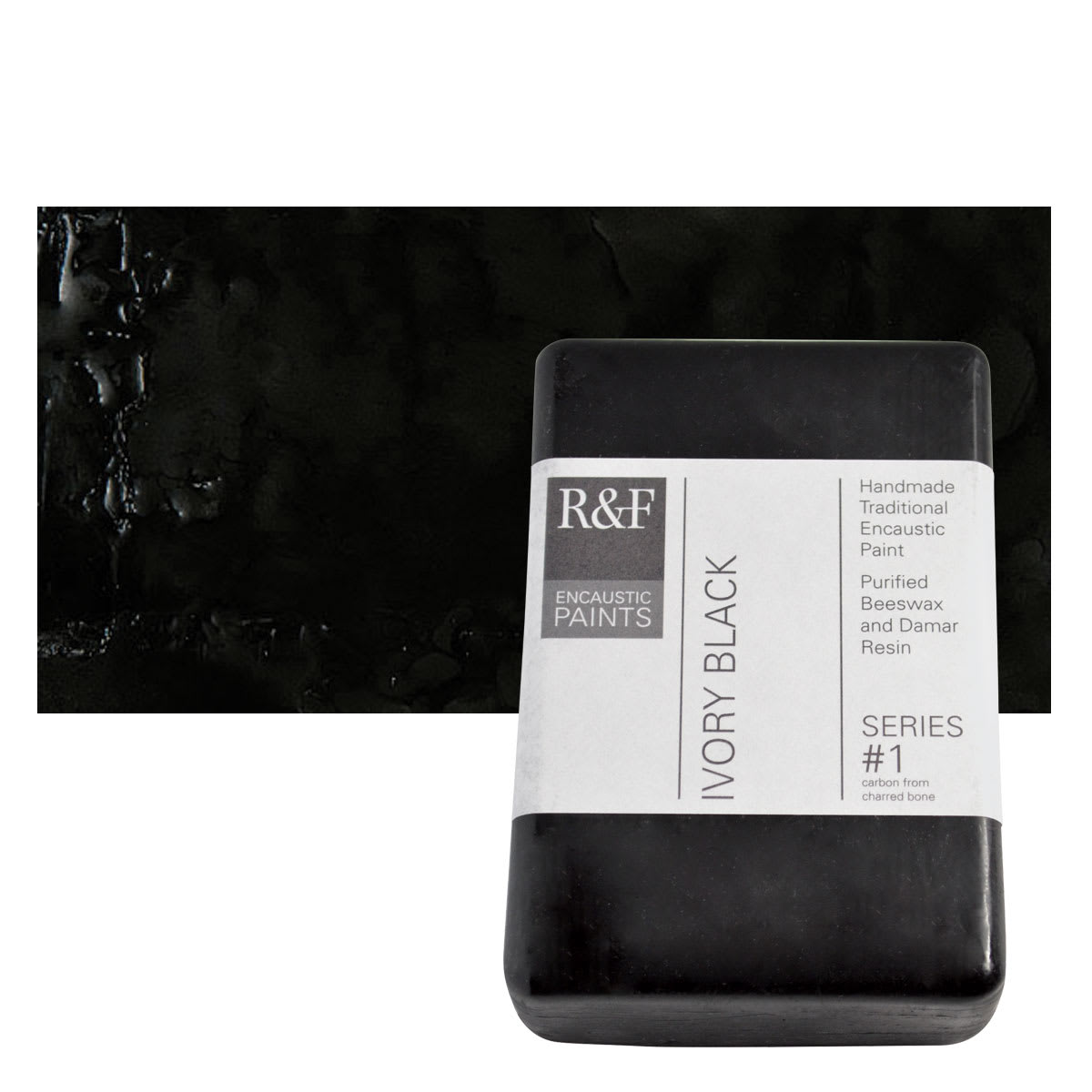 R&F Encaustic Paint Block - Ivory Black, 333 ml block