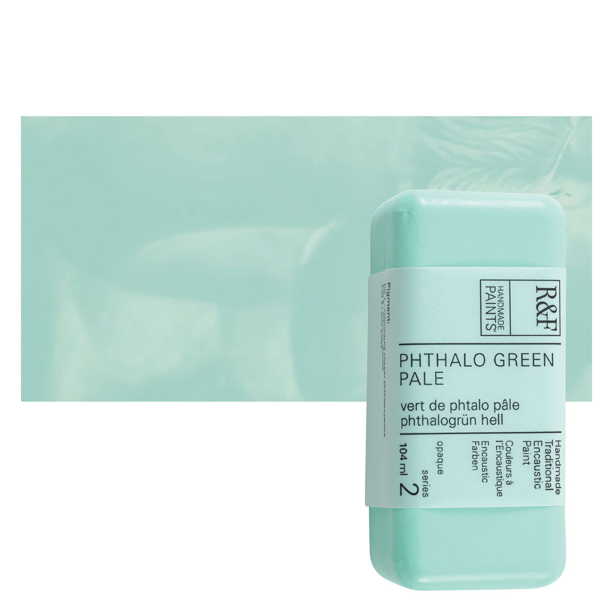 R&F Encaustic Paint Block - Phthalo Green Pale, 104 ml block