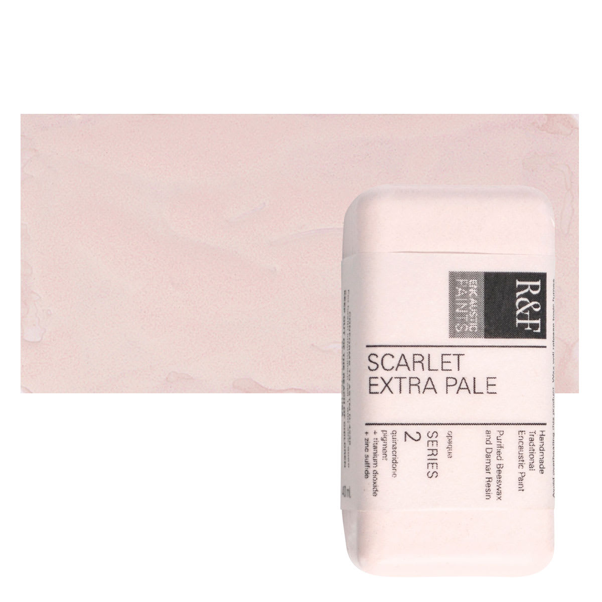 R&F Encaustic Paint Block - Scarlet Extra Pale, 40 ml block