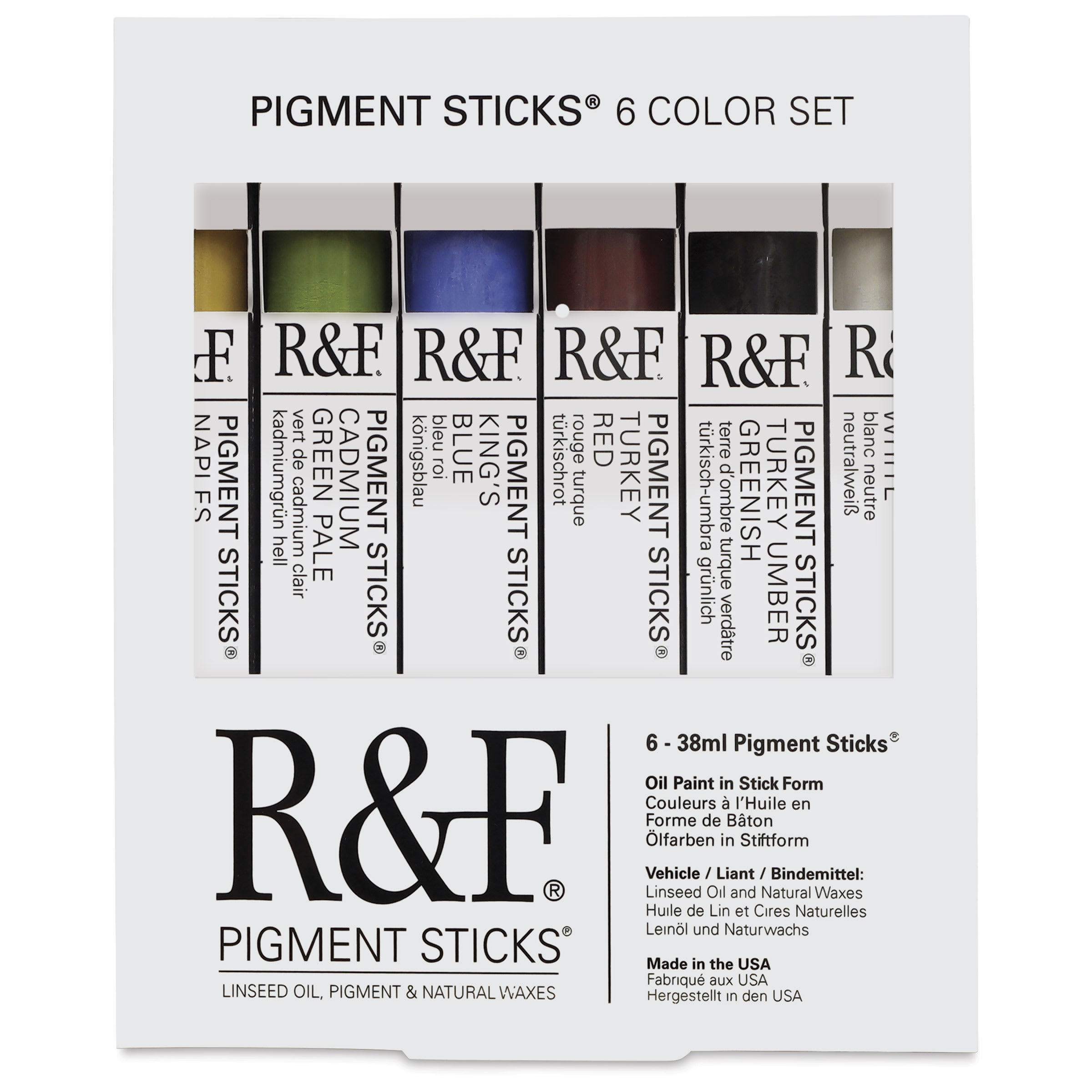 R&F Pigment Sticks - Set of 6, Introductory, 38 ml