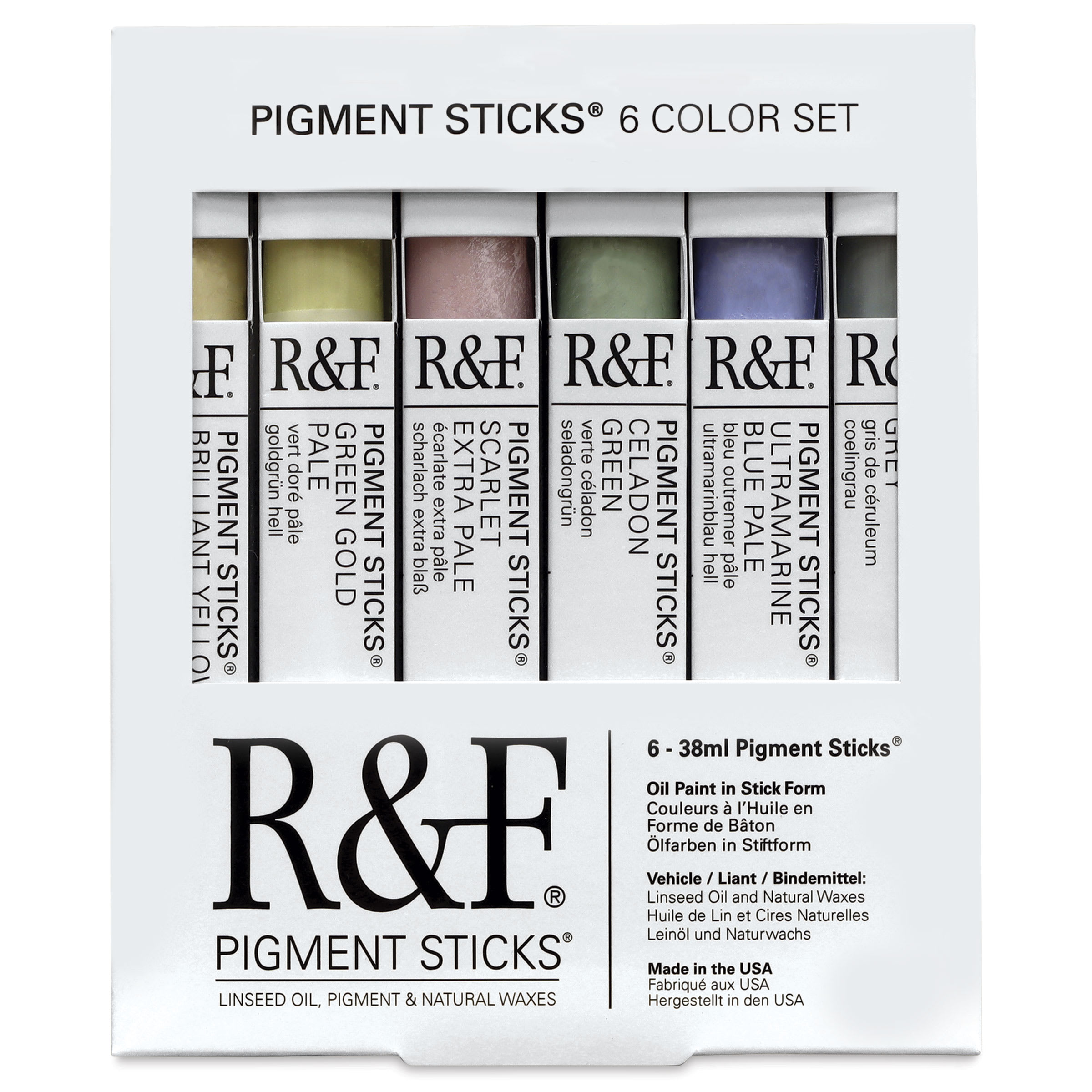 R&F Pigment Sticks - Set of 6, Chromatic Tones, 38 ml