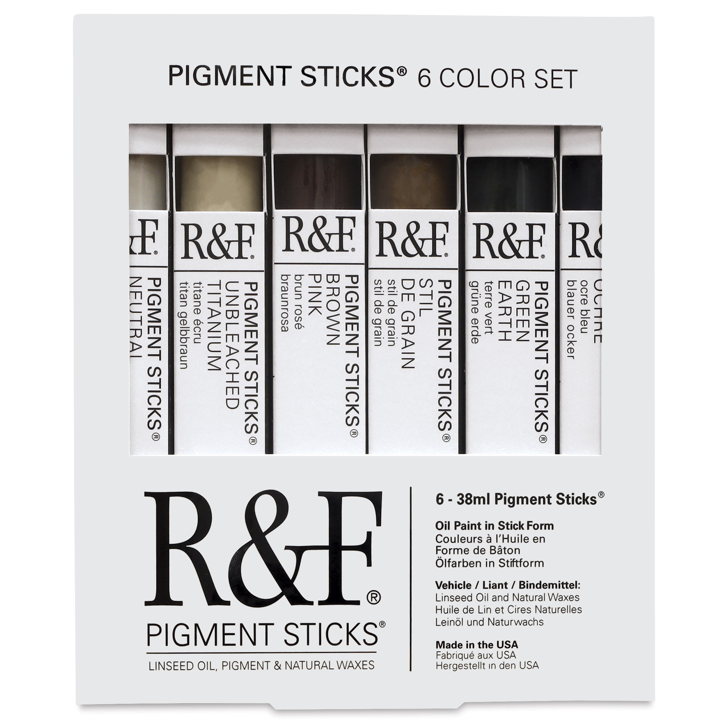 R&F Pigment Sticks - Set of 6, Earth Tones, 38 ml