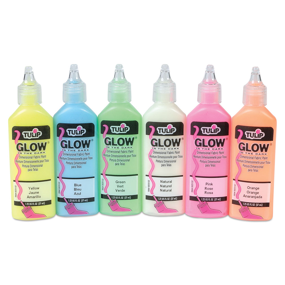 12 Packs: 6 ct. (72 total) Tulip® Dimensional Fabric Paint in Glow In Dark | 1.25 fl oz