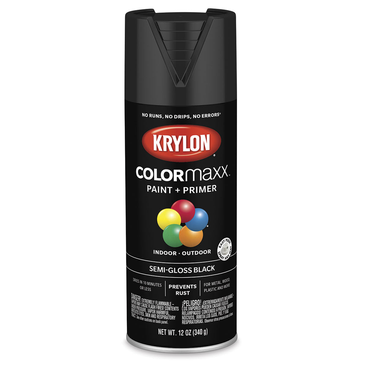 Krylon COLORmaxx Semi-Gloss Black Spray Paint and Primer (K05579007)