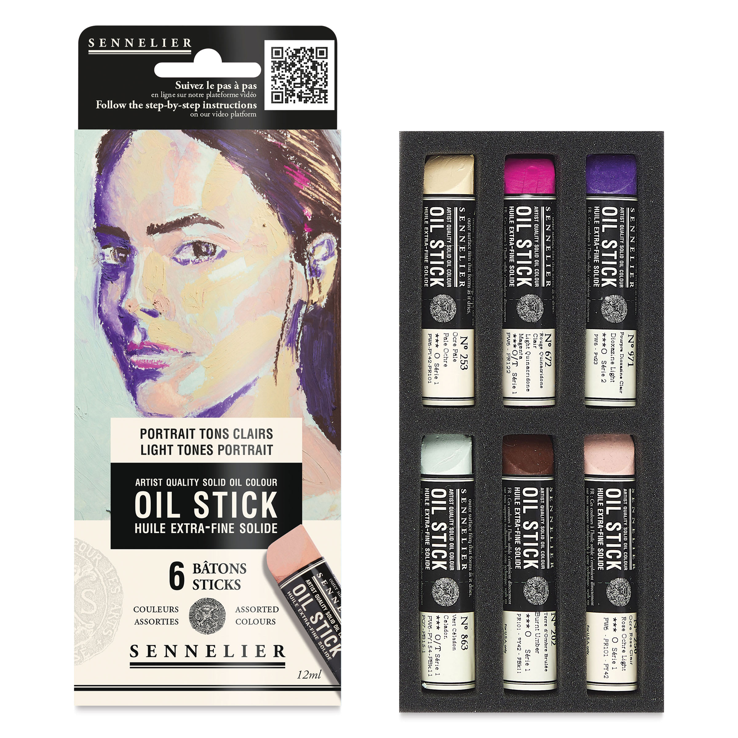 Sennelier Artists' Oil Sticks - Set of 6, Portrait Light
