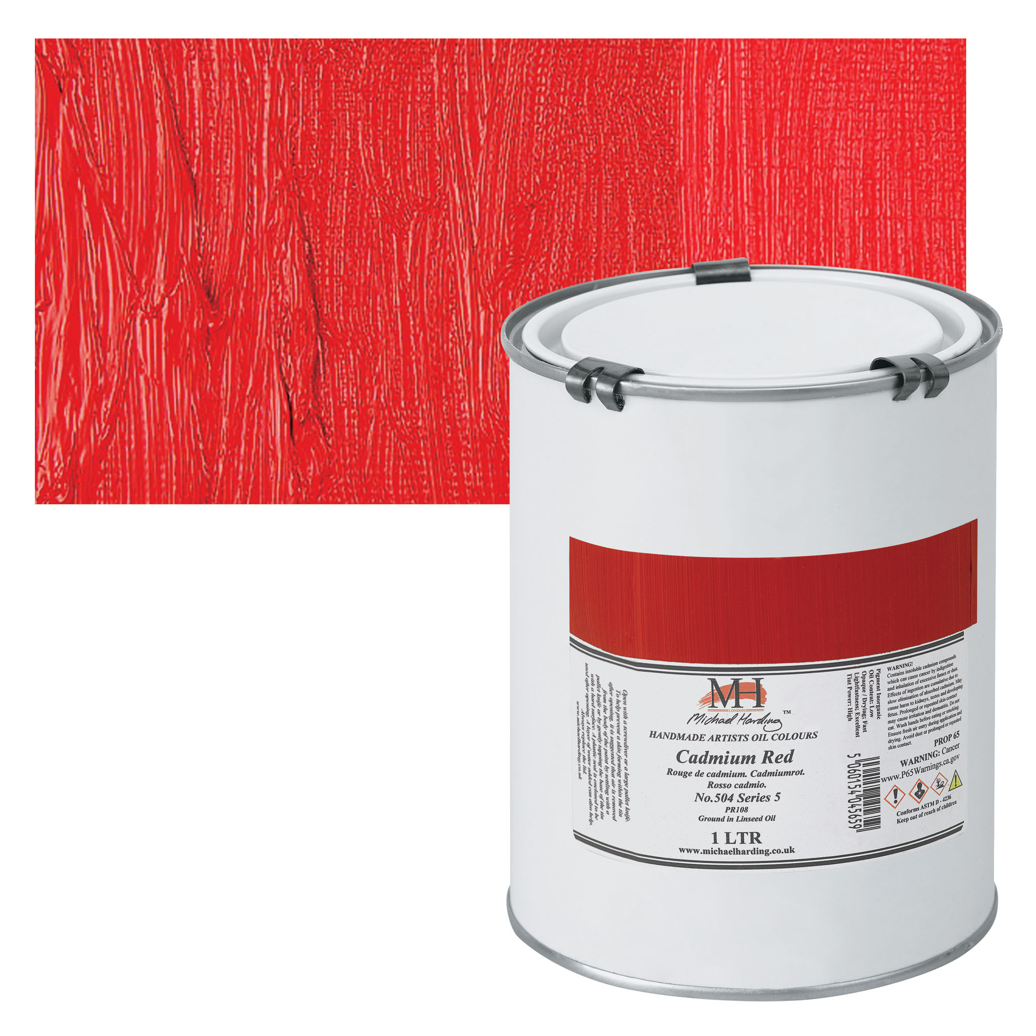 Michael Harding Artists Oil Color - Cadmium Red, 1 Liter