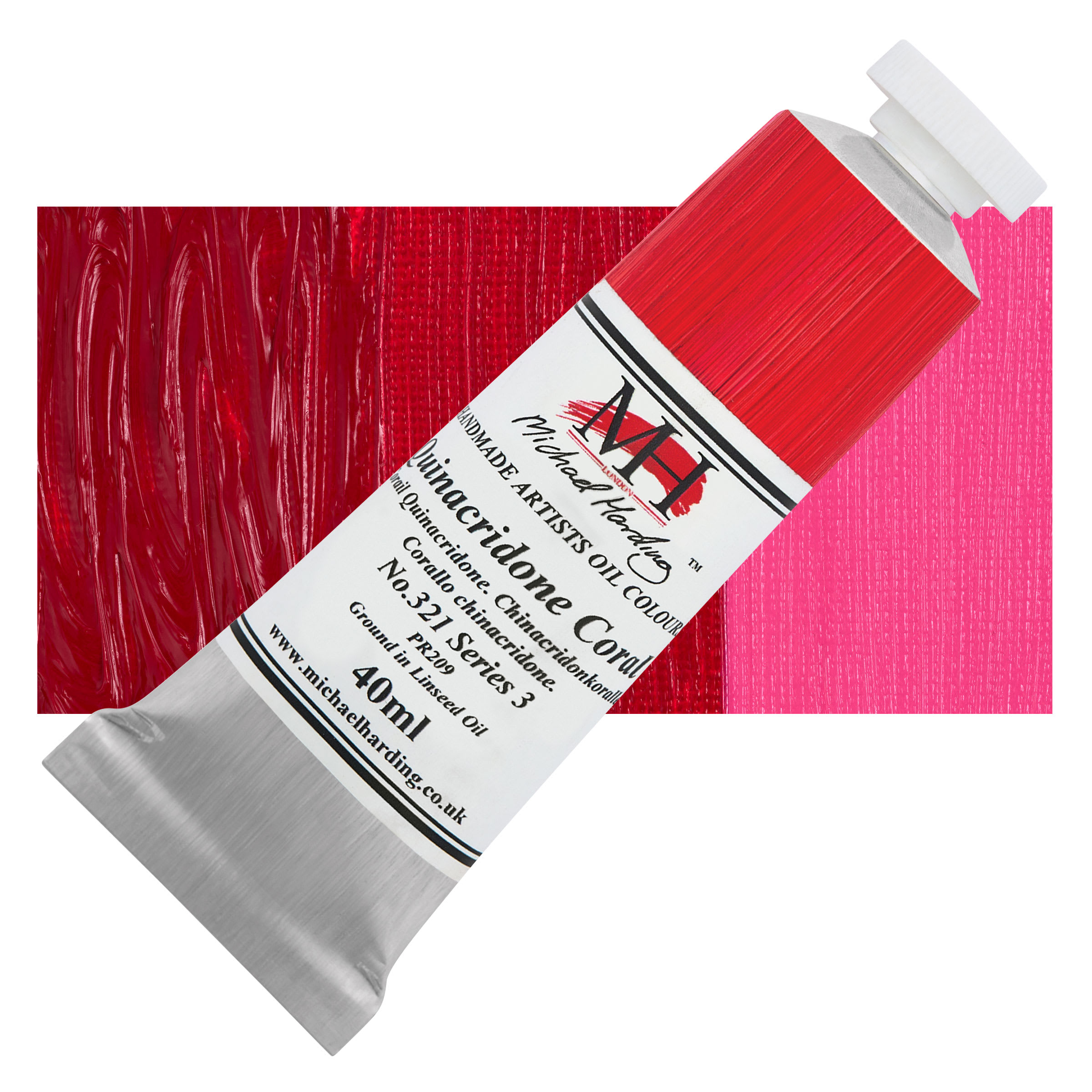 Michael Harding Artists Oil Color - Quinacridone Coral, 40 ml tube